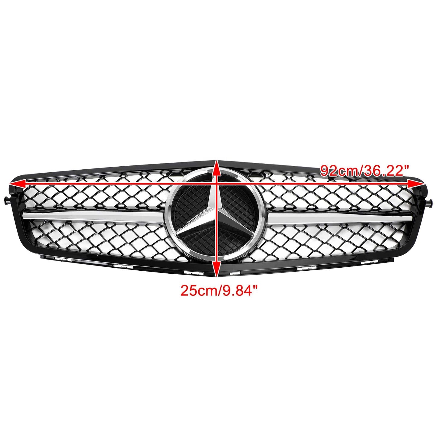 W204 C250 C-Class 2008-2014 BENZ C300 C350 ABS Gloss Black Chrome Front Bumper Car Grille