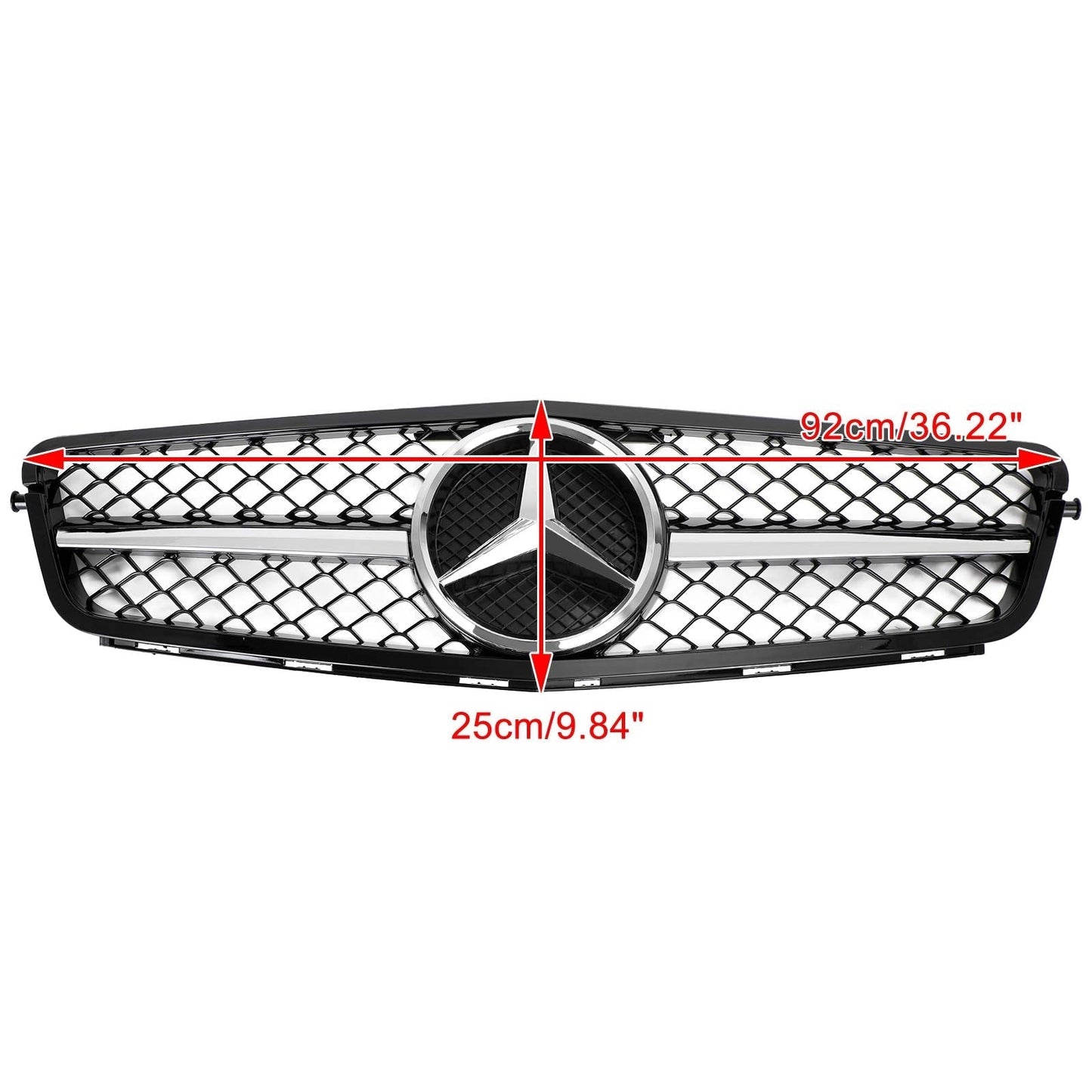 W204 C350 C-Class 2008-2014 BENZ C250 C300 ABS Gloss Black Chrome Front Bumper Car Grille