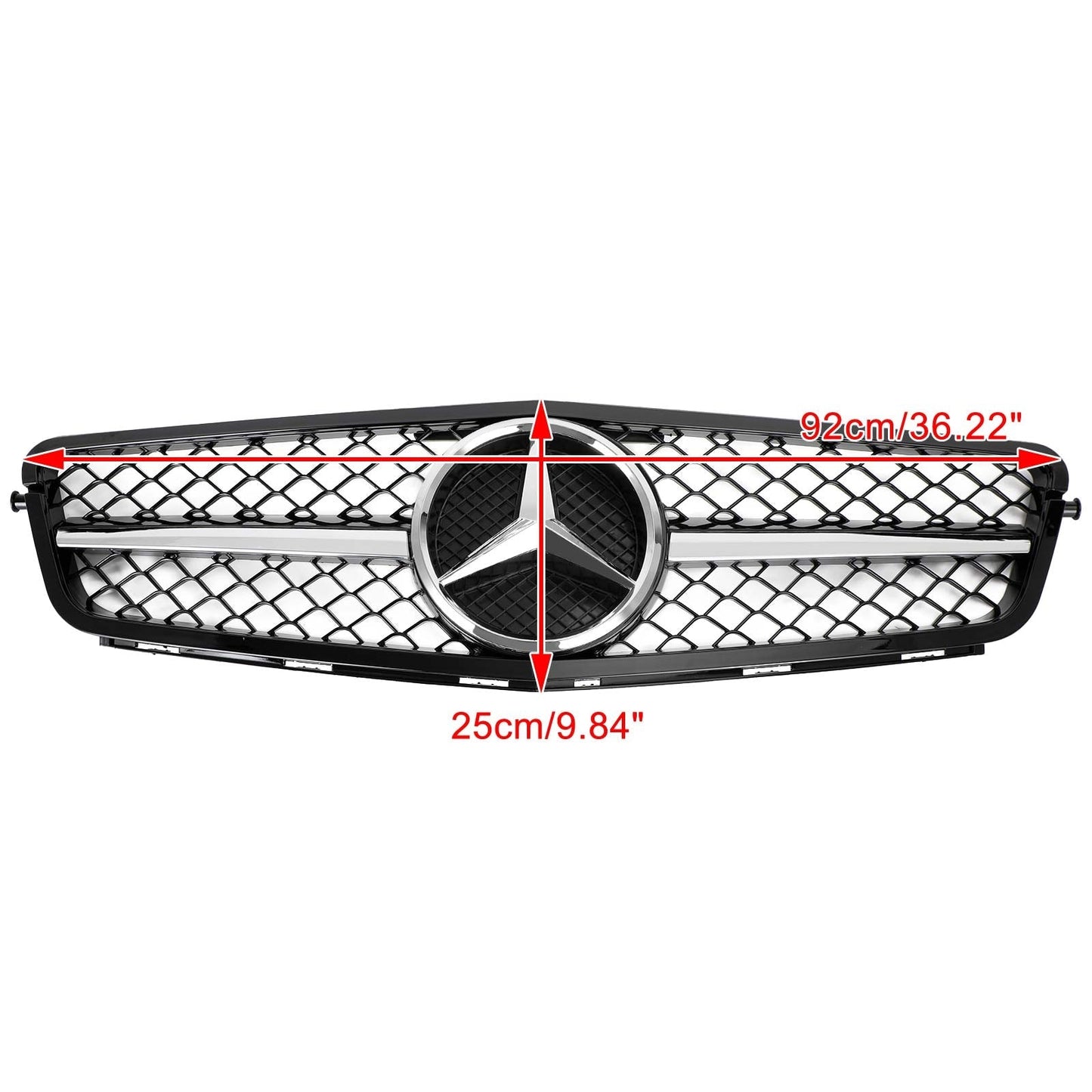 W204 C300 C-Class 2008-2014 BENZ C250 C350 ABS Gloss Black Chrome Front Bumper Car Grille