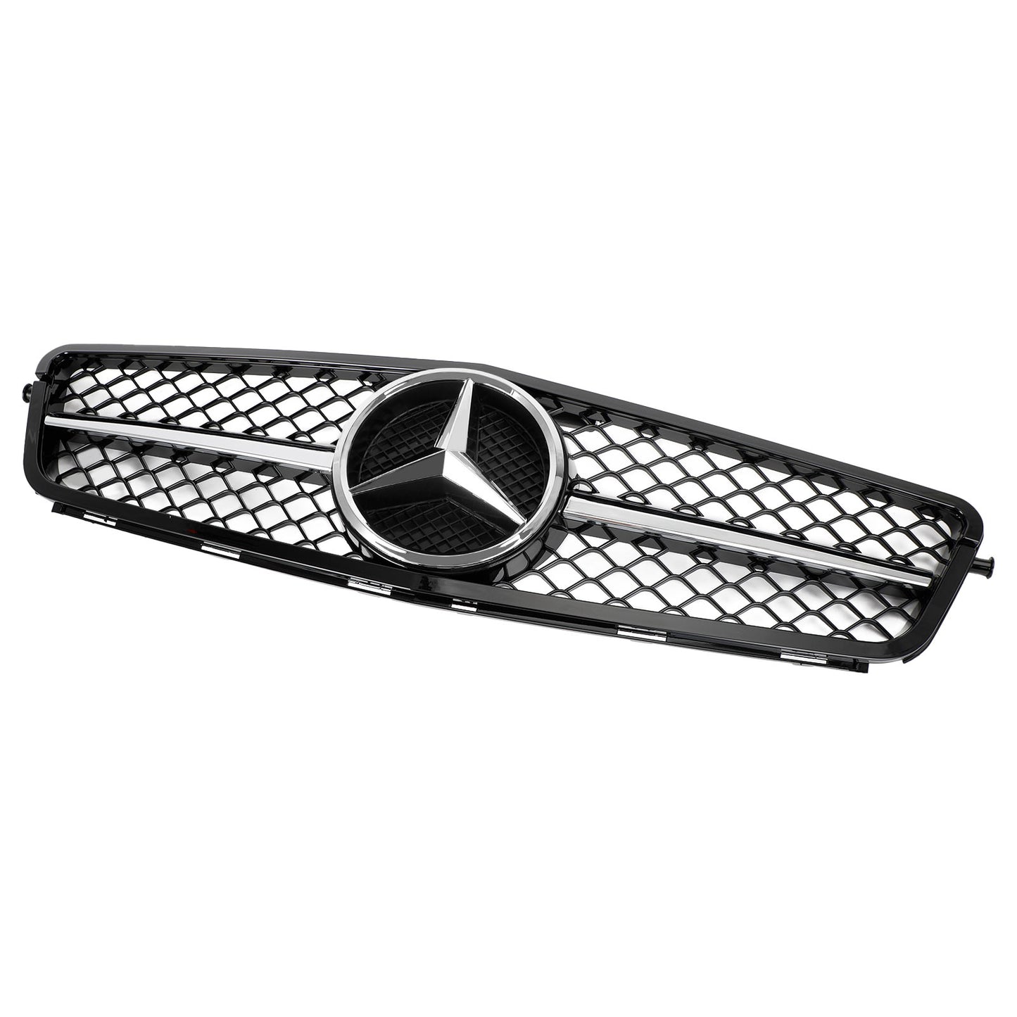 W204 C-Class 2008-2014 BENZ C250 C300 C350 ABS Gloss Black Chrome Front Bumper Car Grille