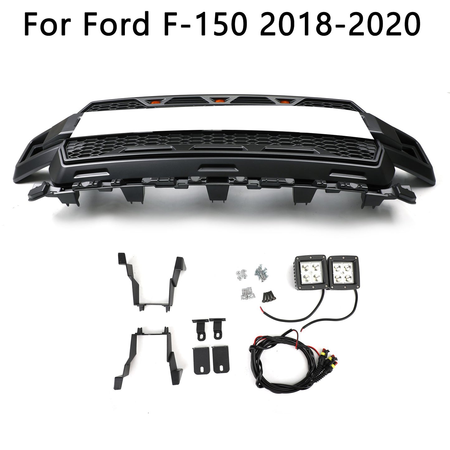 Ford F150 2018-2020 Honeycomb Grill Amber LED Raptor Style Grill Grille