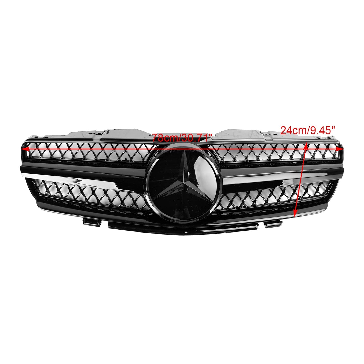 2003-2006 Mercedes R230 SL500 SL600 SL55 1 Fin Star Black Front Upper Grille Grill