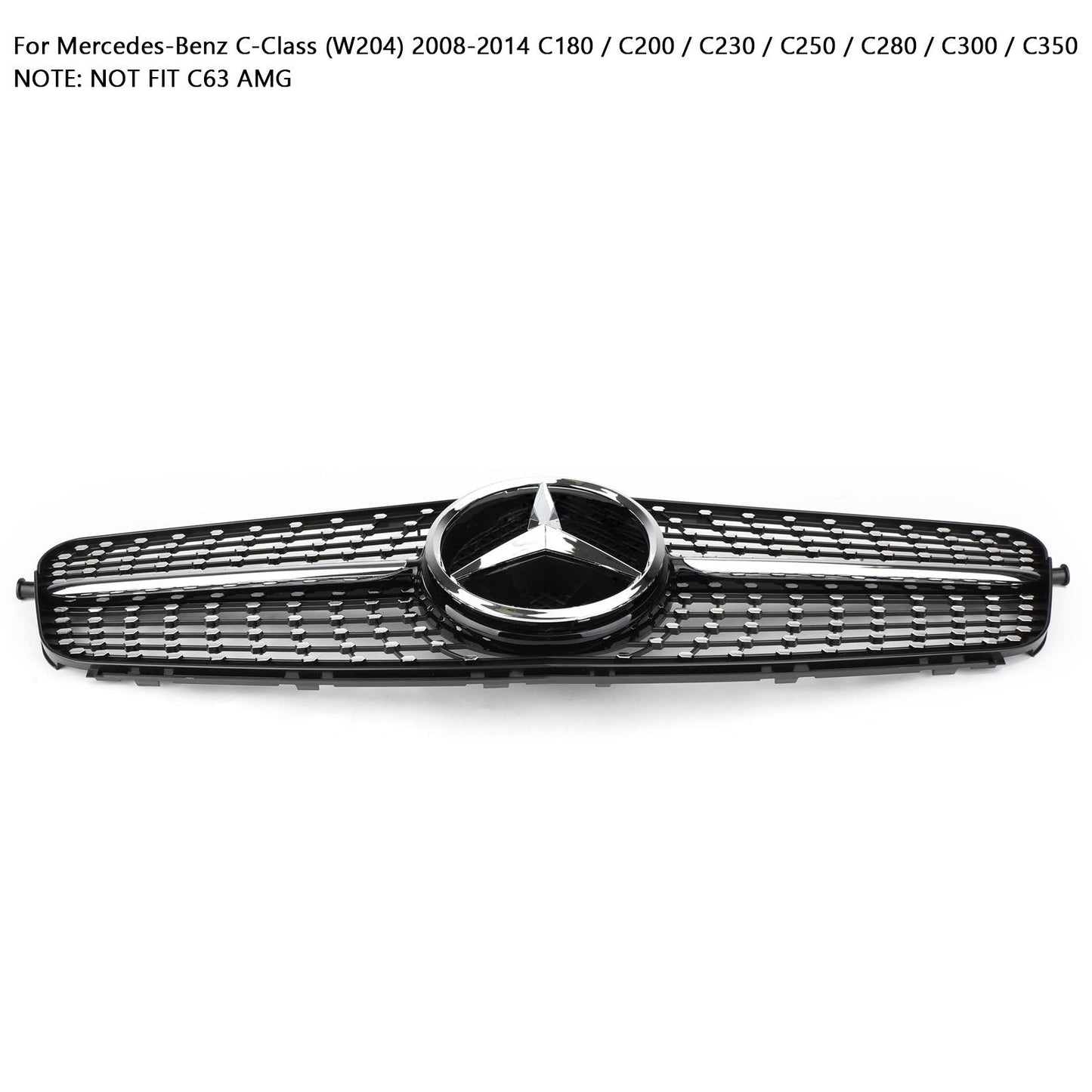 W204 C-Class 2008-2014 Mercedes Benz C200 C300 Car Grille Diamond Black Chrome Front Grille Grill