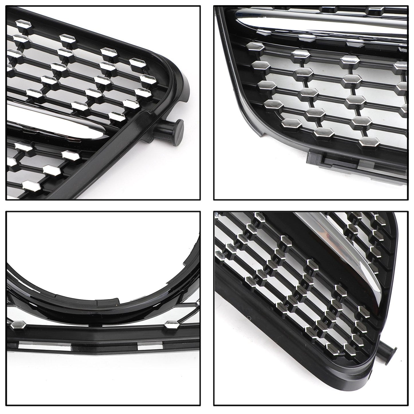 C-Class W204 2008-2014 Mercedes Benz C200 C300 Car Grille Diamond Black Chrome Front Grille Grill