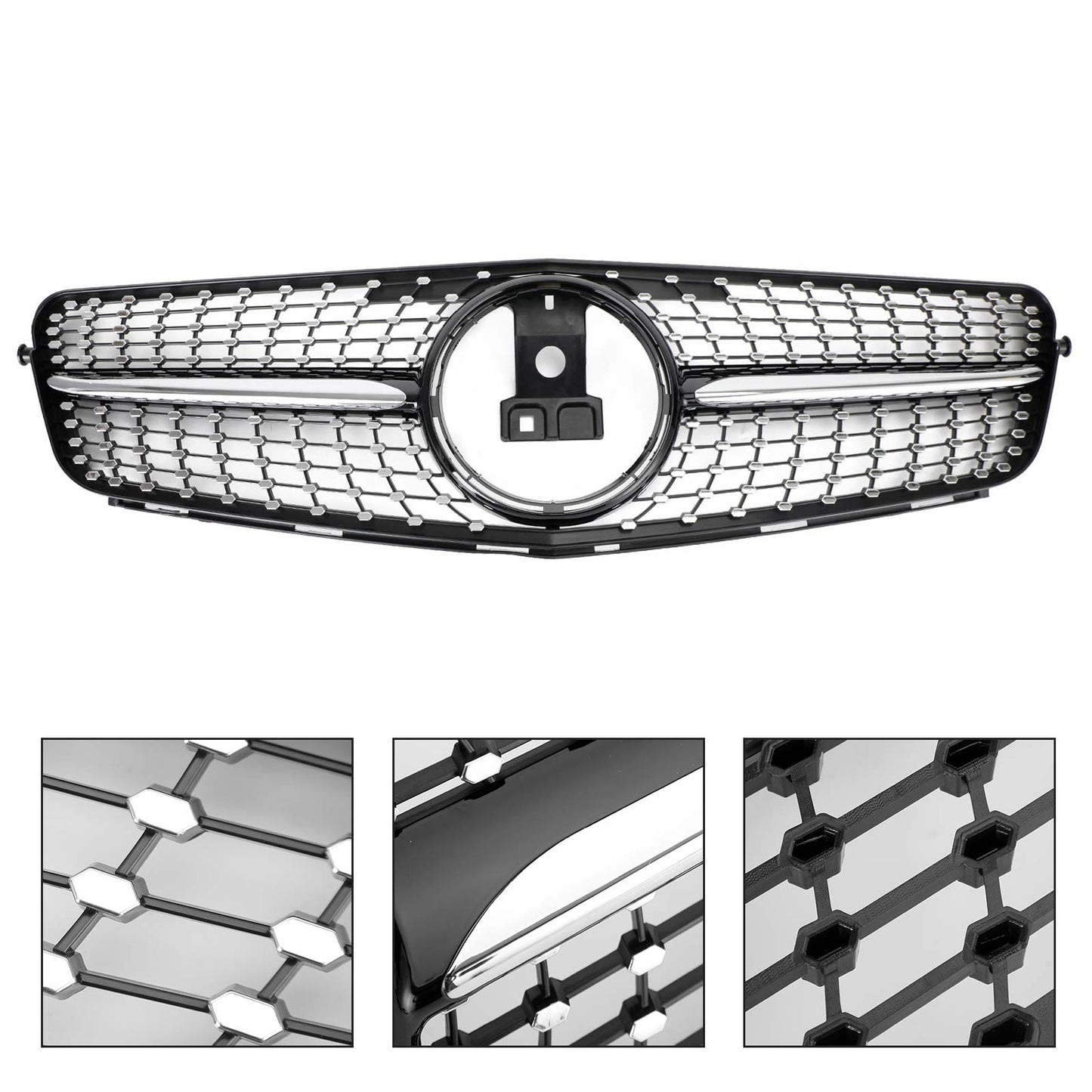 C-Class W204 2008-2014 Mercedes Benz C200 C300 Car Grille Diamond Black Chrome Front Grille Grill