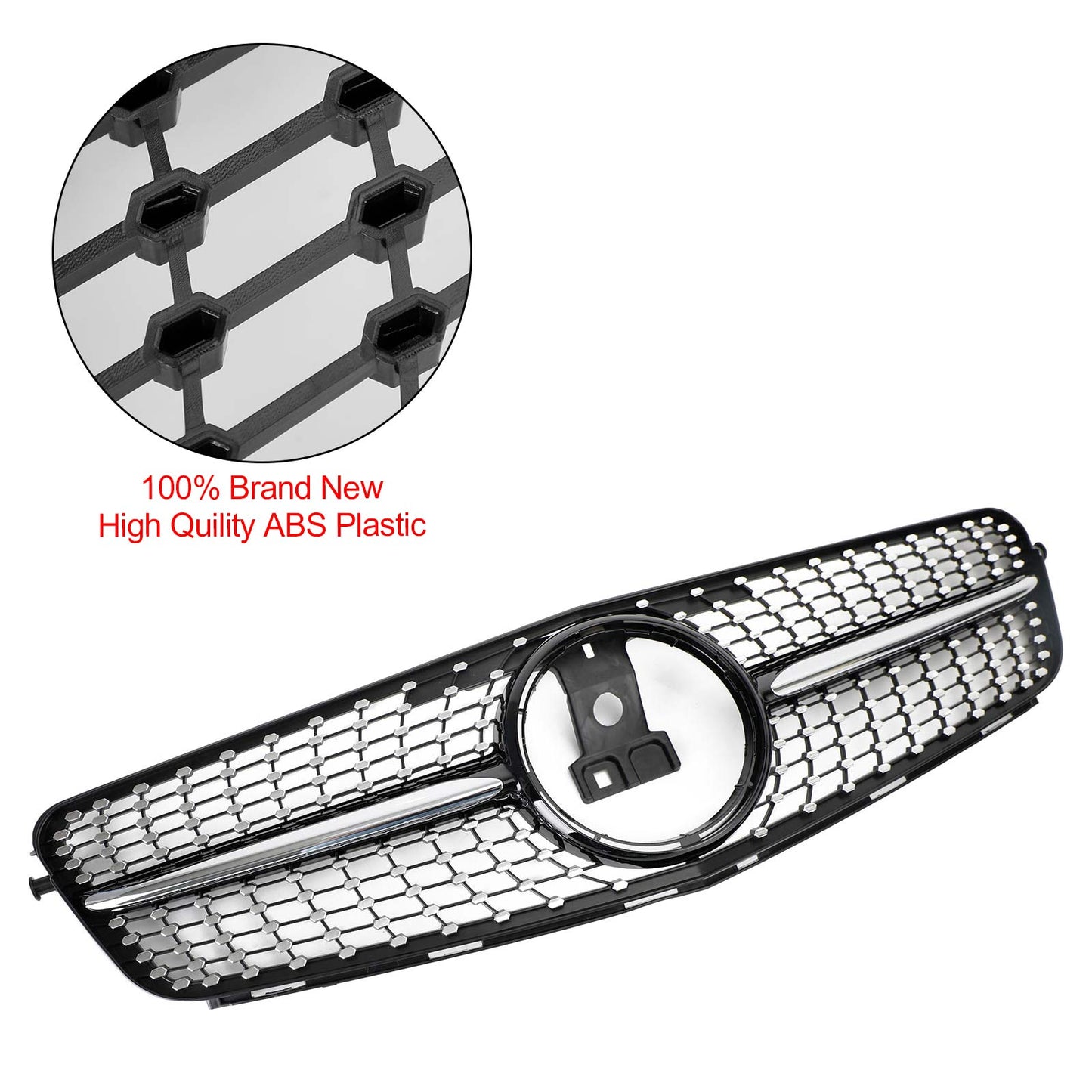 C-Class W204 2008-2014 Mercedes Benz C200 C300 Car Grille Diamond Black Chrome Front Grille Grill