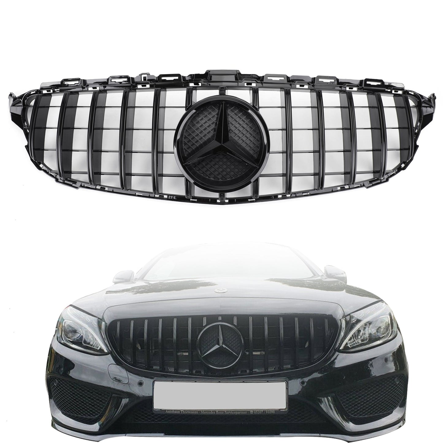 GTR Style 2015-2018 W205 C250 C300 C43 Mercedes Front Bumper Grill Grille