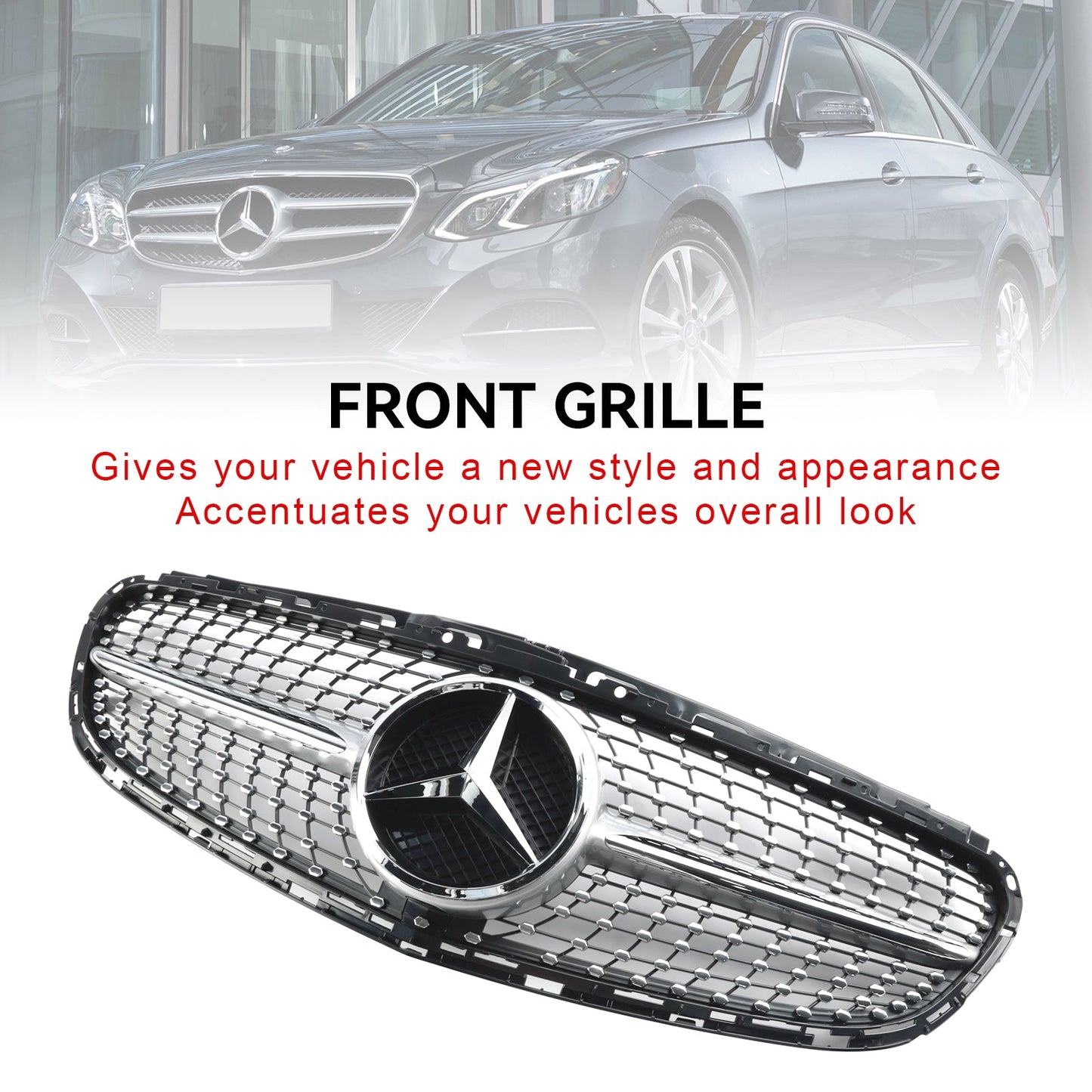 Diamond Front Bumper Grille Grill Fit Mercedes E-Class W212 2013-2016 Facelift