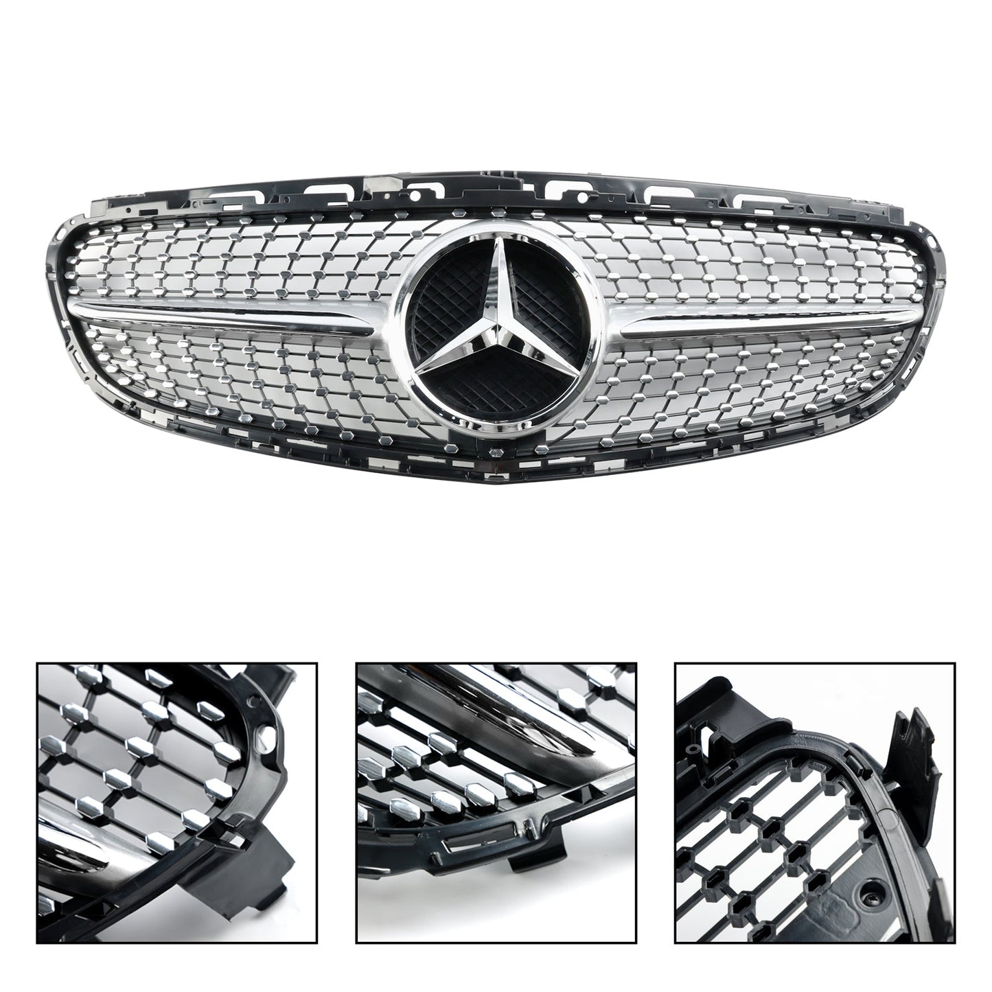 Diamond Front Bumper Grille Grill Fit Mercedes E-Class W212 2013-2016 Facelift