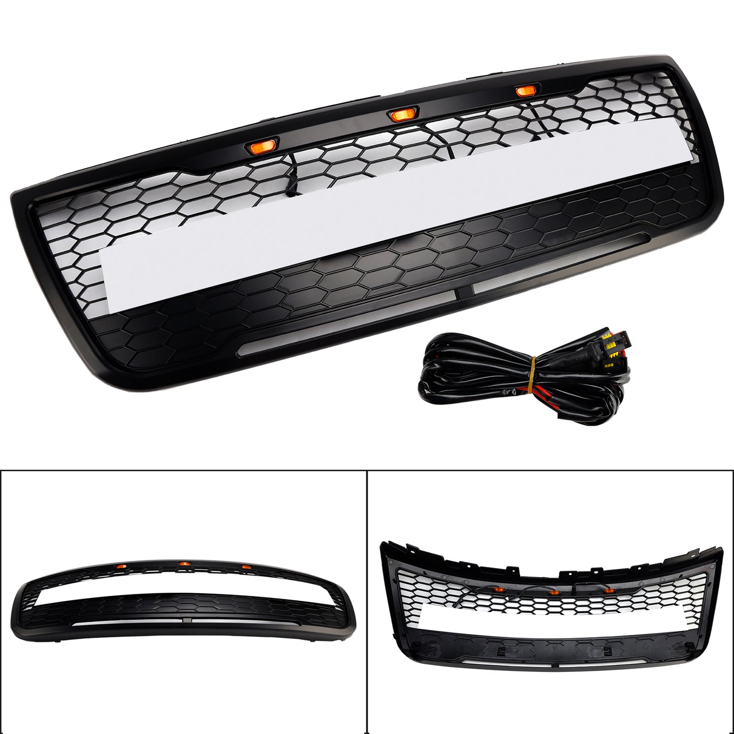 Front Upper Bumper Grill Grille Fit Ford Explorer 2012-2015 With Lights Grey