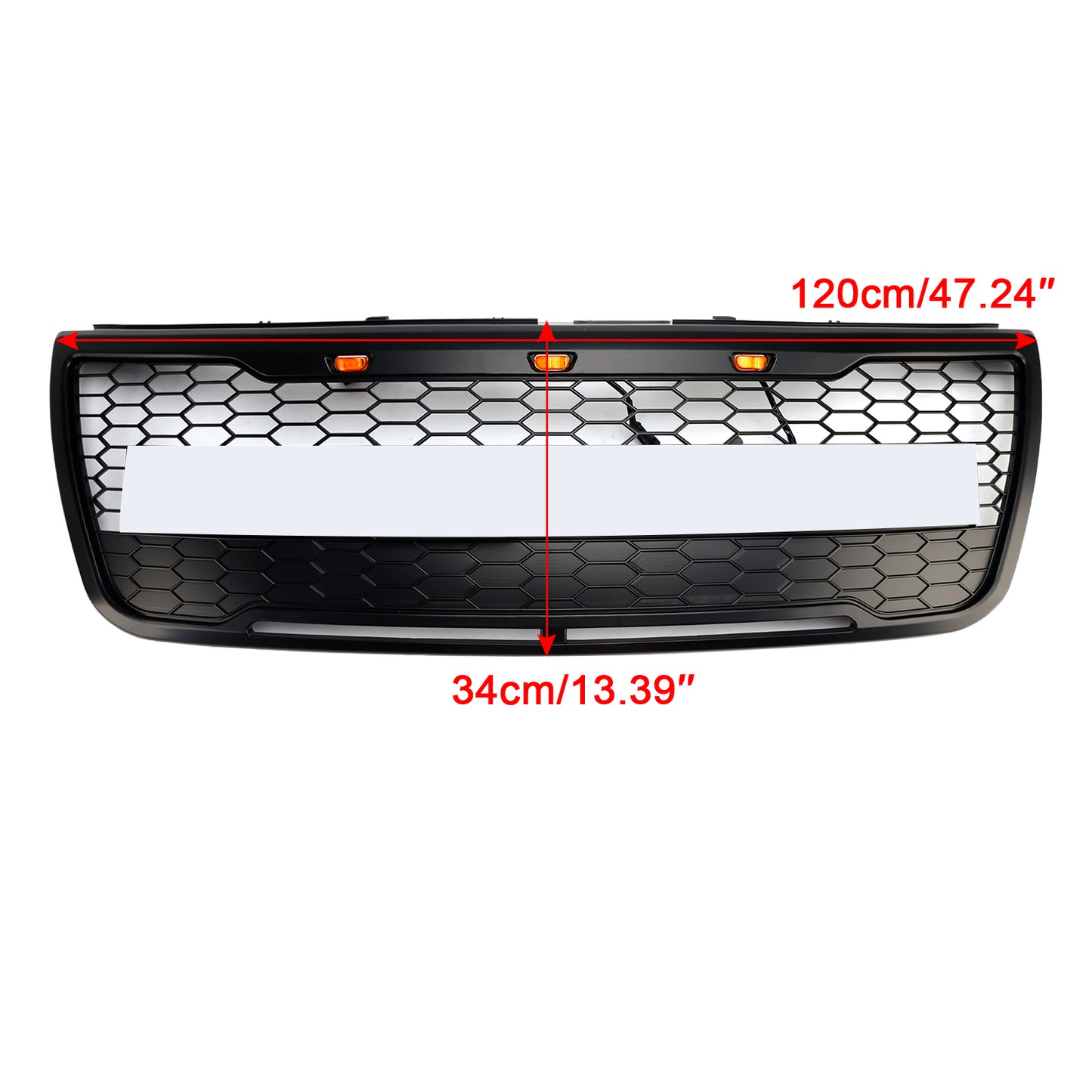 Front Upper Bumper Grill Grille Fit Ford Explorer 2012-2015 With Lights Grey