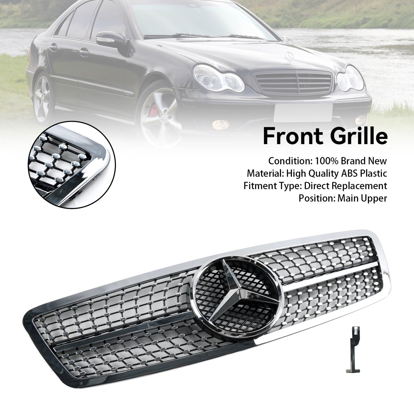 Front Bumper Kidney Grille Grill Fit Mercedes W203 C230 C320 C240 2001-2007