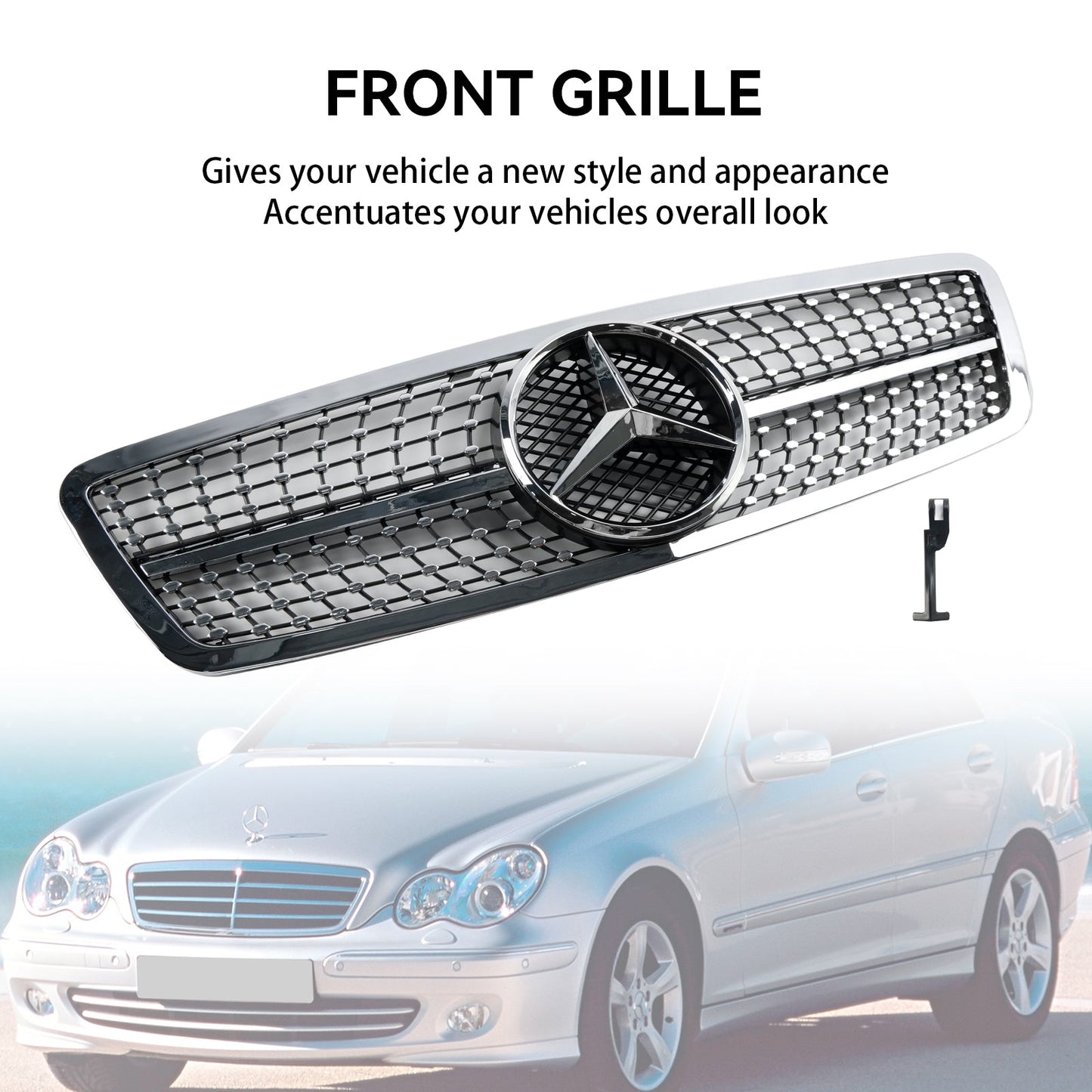 Front Bumper Kidney Grille Grill Fit Mercedes W203 C230 C320 C240 2001-2007