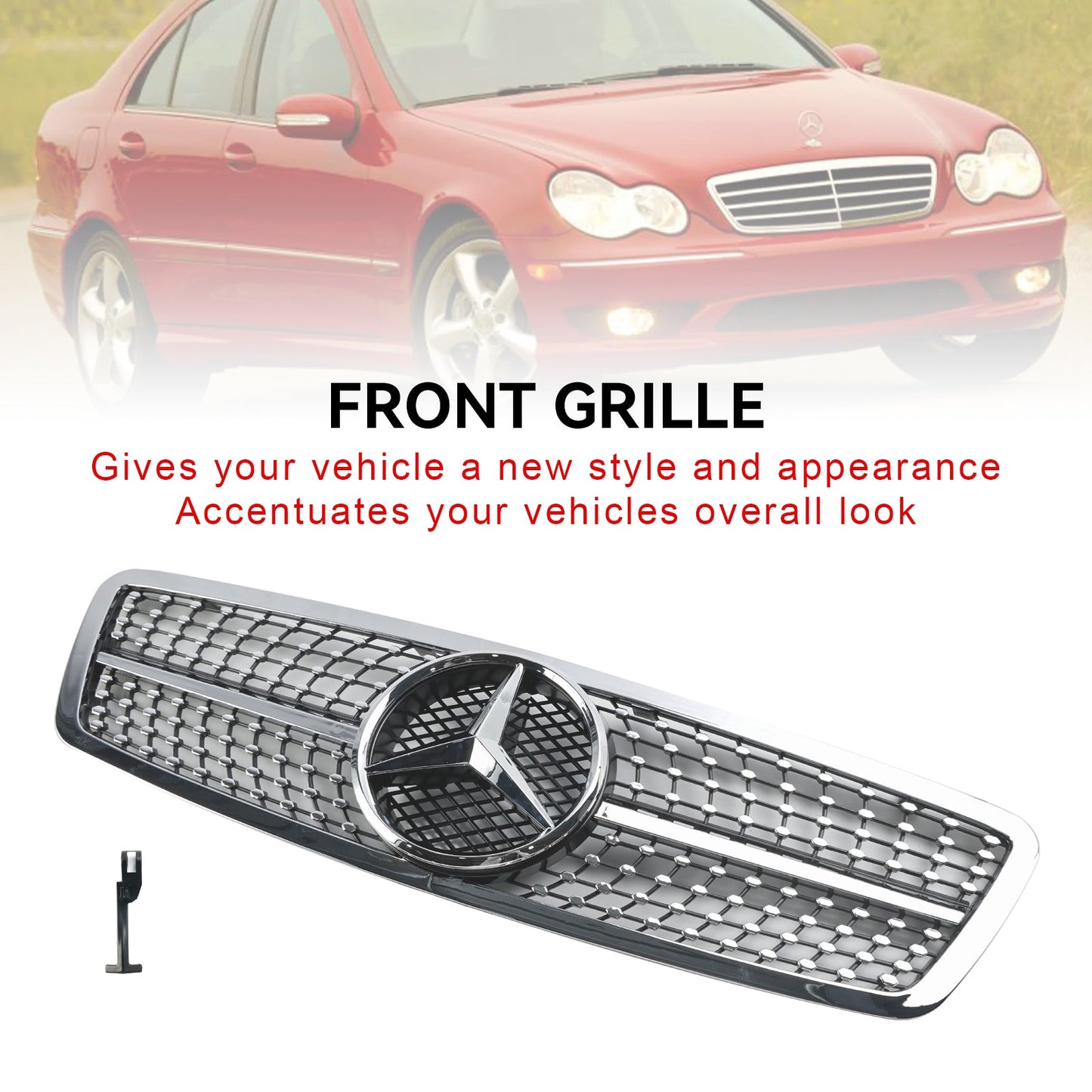 Front Bumper Kidney Grille Grill Fit Mercedes W203 C230 C320 C240 2001-2007