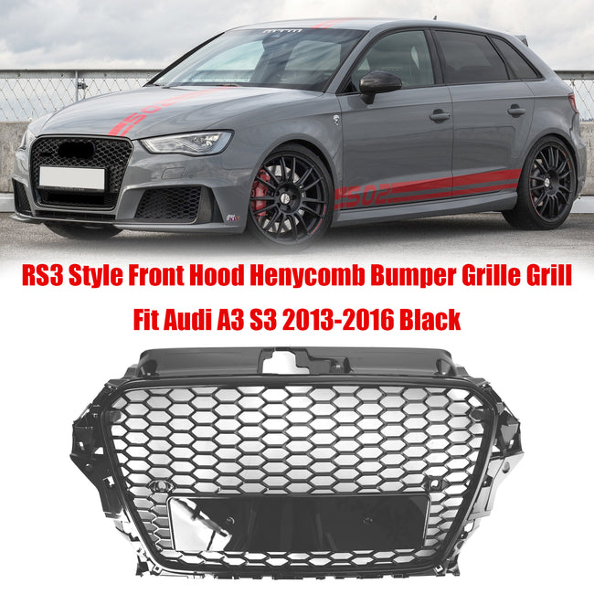 Audi A3 S3 2013 2014 2015 2016 RS3 Style Grill Front Hood Henycomb Bumper Car Grille Black