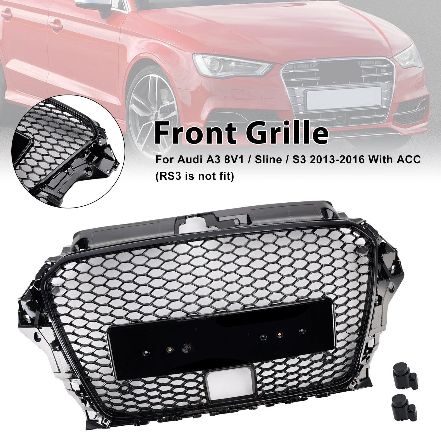 2013-2016 Audi A3 8V1 / Sline / S3 With ACC RS3 Style Front Bumper Grill Grille