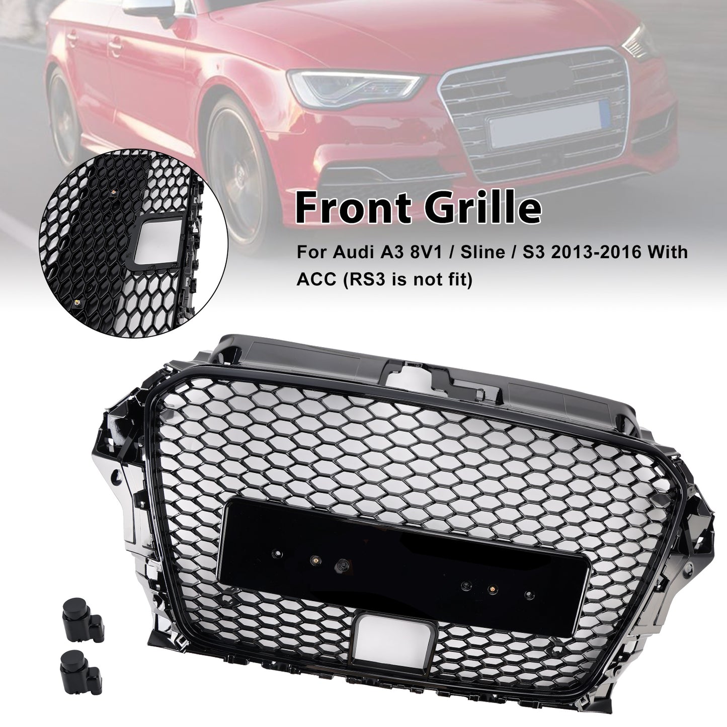 2013-2016 Audi A3 8V1 / Sline / S3 With ACC RS3 Style Front Bumper Grill Grille