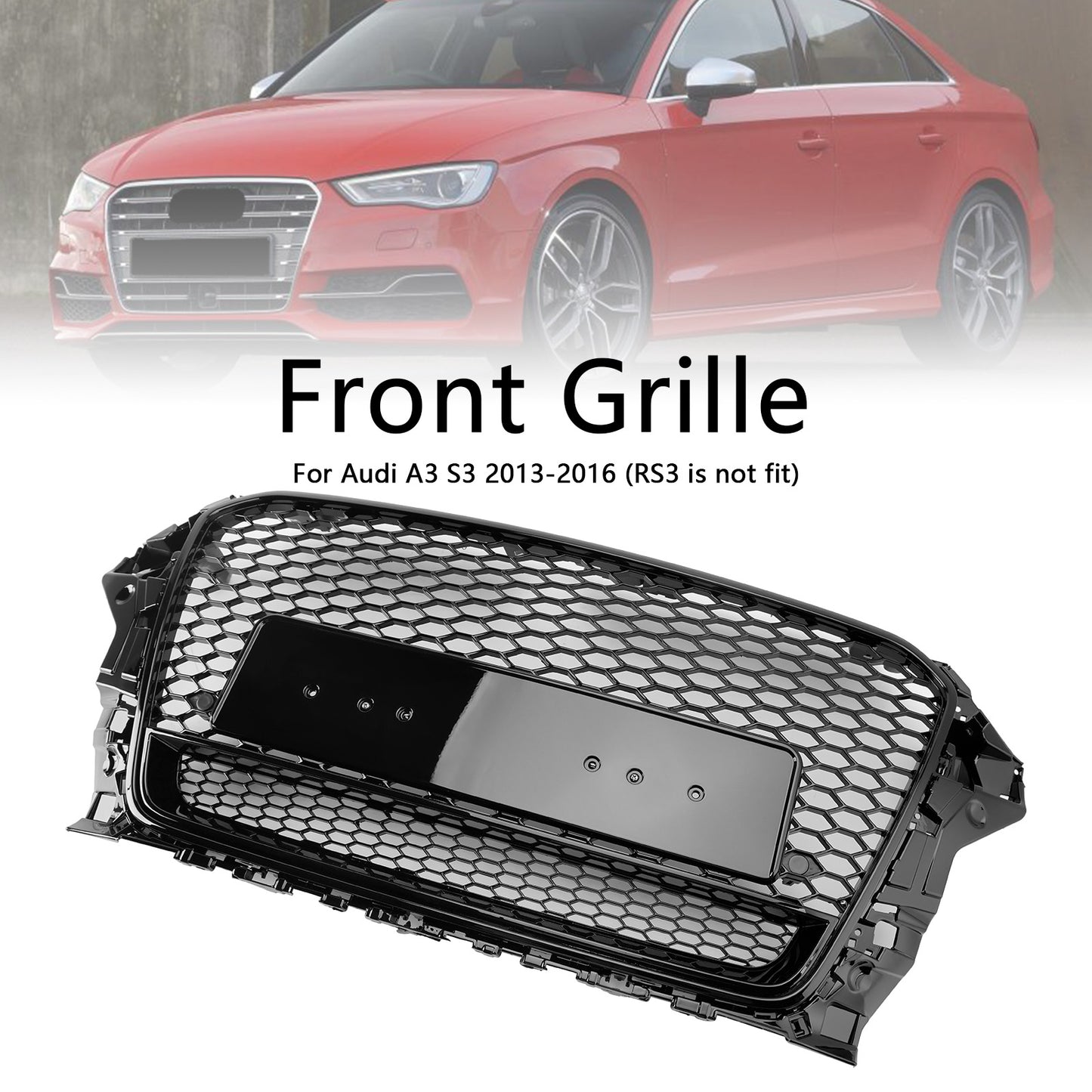 2013 2014 2015 2016 Audi A3 S3 W/Quattro RS3 Style Front Henycomb Bumper Grill Grille