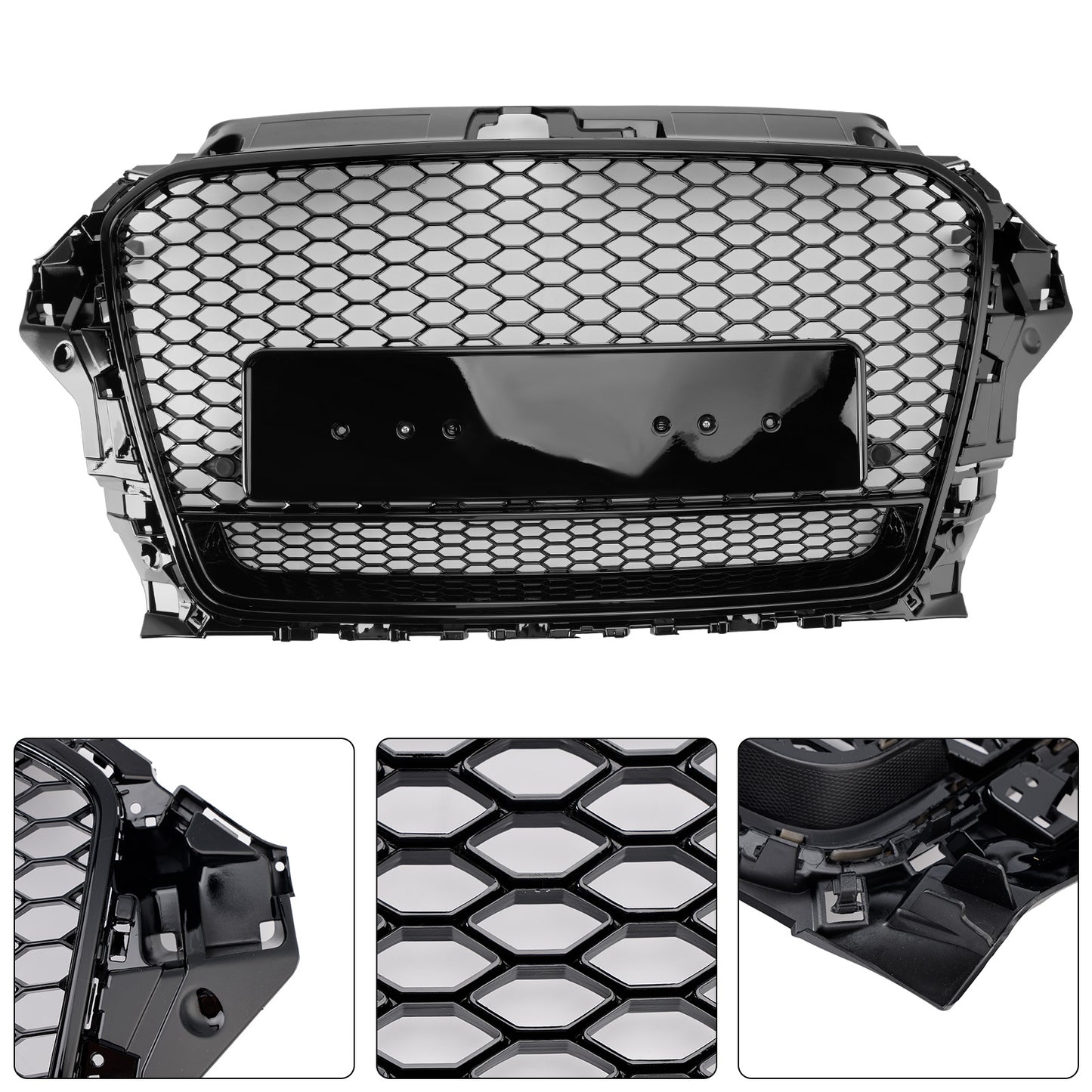 RS3 Style 2013-2016 Audi A3 S3 W/Quattro Front Henycomb Bumper Grill Grille
