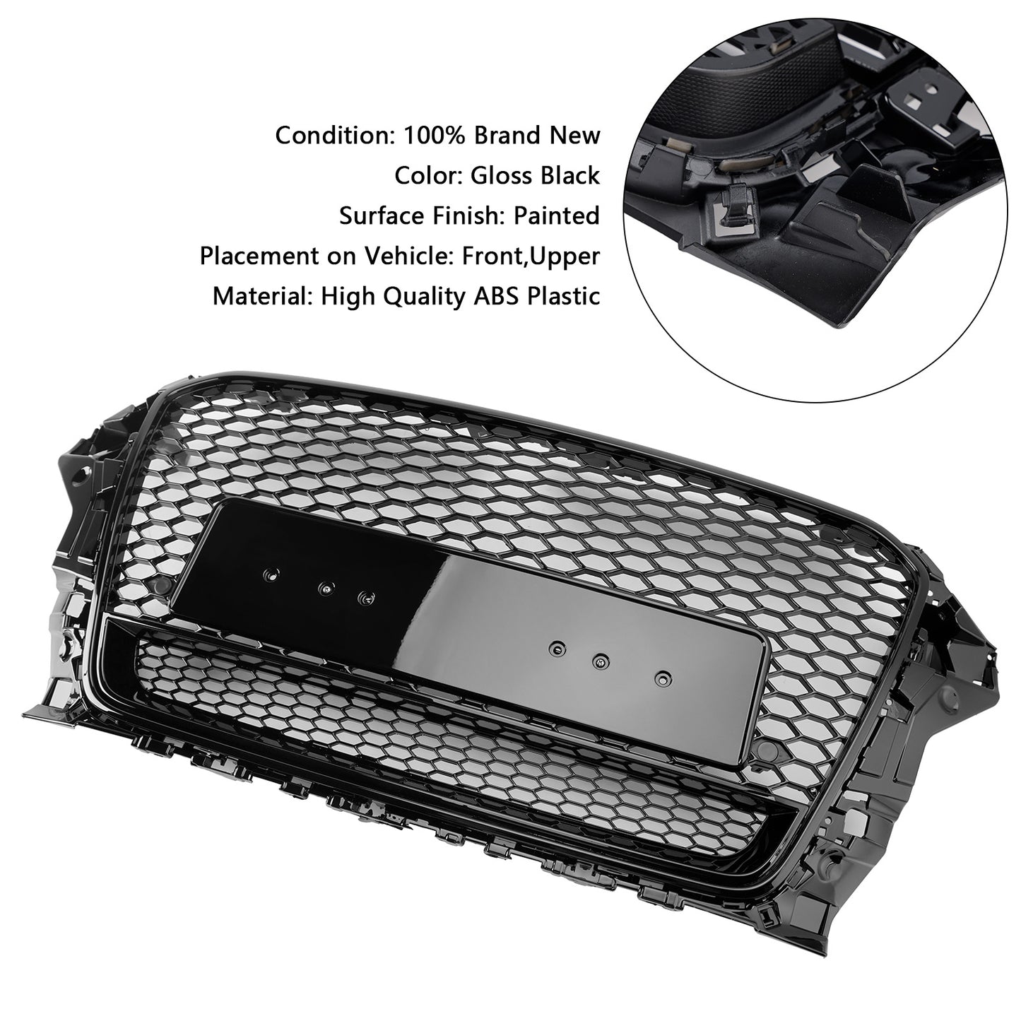RS3 Style 2013-2016 Audi A3 S3 W/Quattro Front Henycomb Bumper Grill Grille