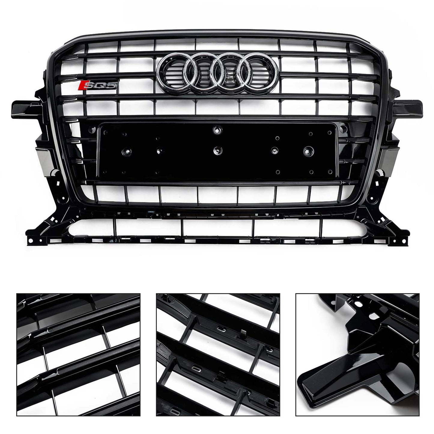 Black SQ5 Style Honeycomb Mesh Sport Hex Grill fit Audi Q5 8R 2013-2017