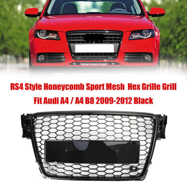 Audi B8 2009-2012 Honeycomb Sport Mesh Hex Car Grille Grill RS4 Style Black