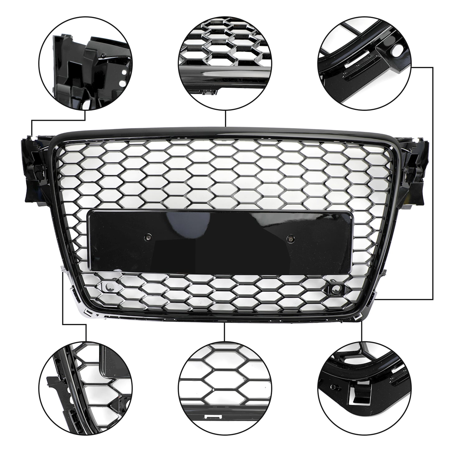2009-2012 Audi A4 / A4 Avant / S4 B8 Honeycomb Sport Mesh Hex Car Grille Grill RS4 Style Black