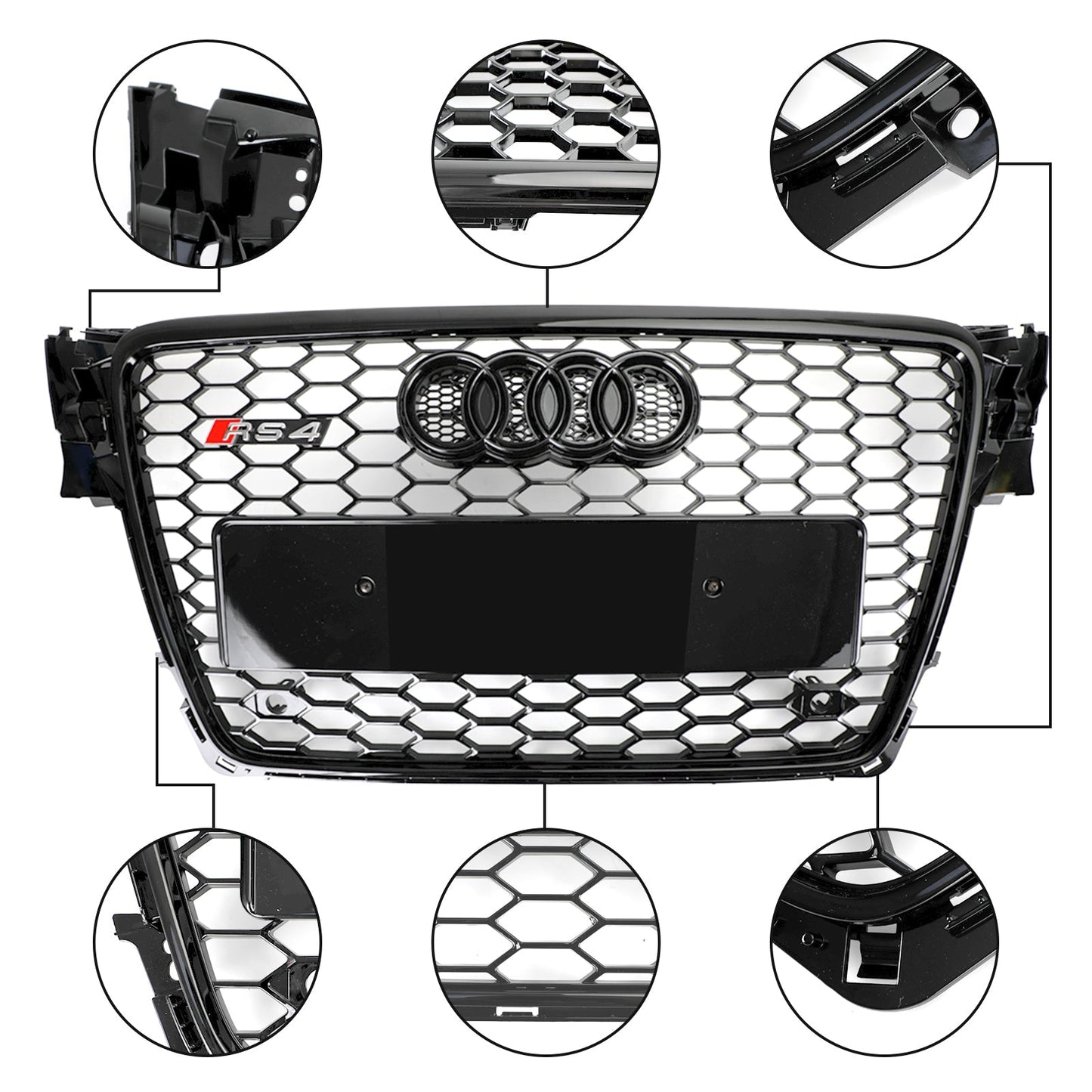 Audi A4 Avant 2009-2012 Honeycomb Sport Mesh Hex Car Grille Grill RS4 Style Black