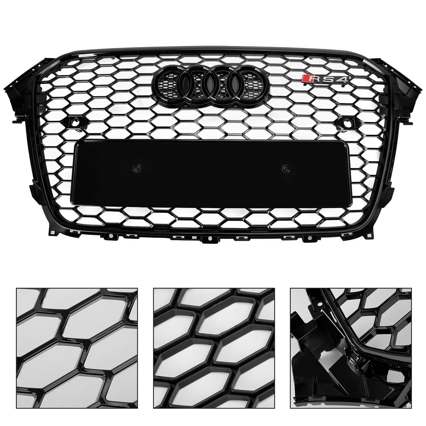 2013-2016 Audi A4 / S4 B8.5 Mesh Front Bumper Grille Grill Gloss Black RS4 Style