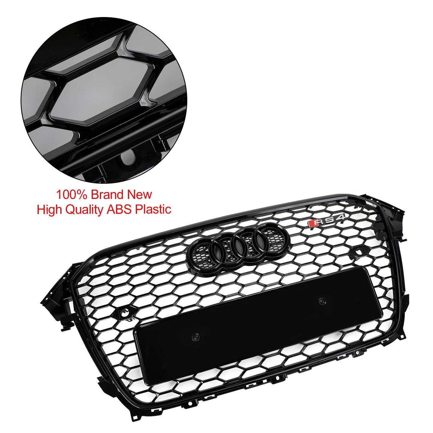 2013-2016 Audi A4 / S4 B8.5 Mesh Front Bumper Grille Grill Gloss Black RS4 Style