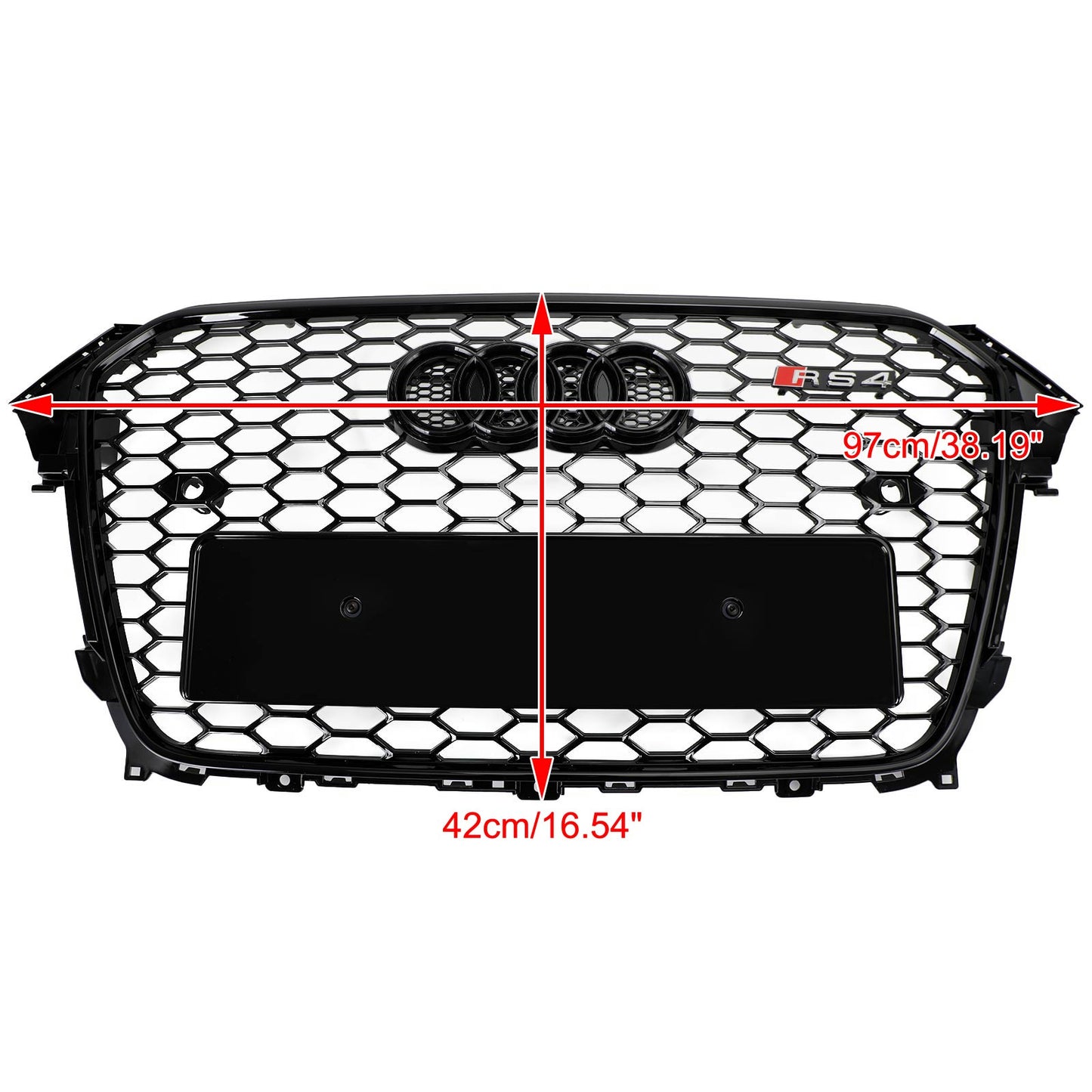 2013-2016 Audi A4 / S4 B8.5 Mesh Front Bumper Grille Grill Gloss Black RS4 Style