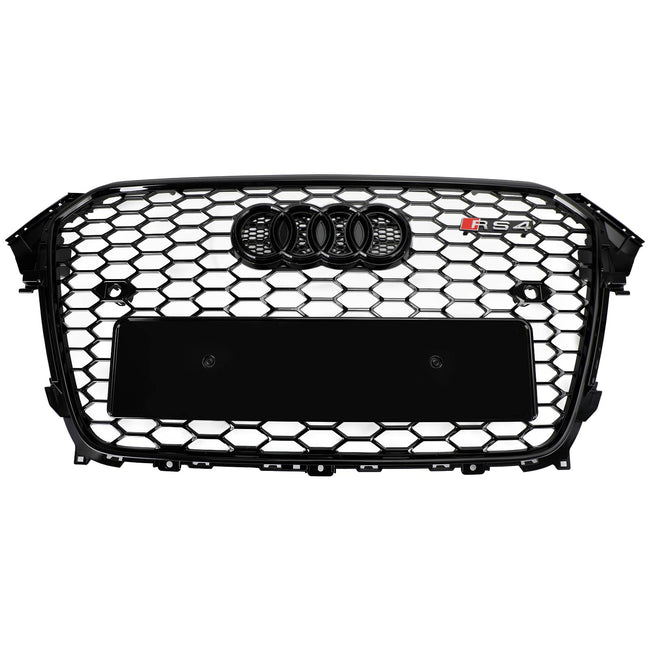 2013-2016 Audi A4 / S4 B8.5 Mesh Front Bumper Grille Grill Gloss Black RS4 Style