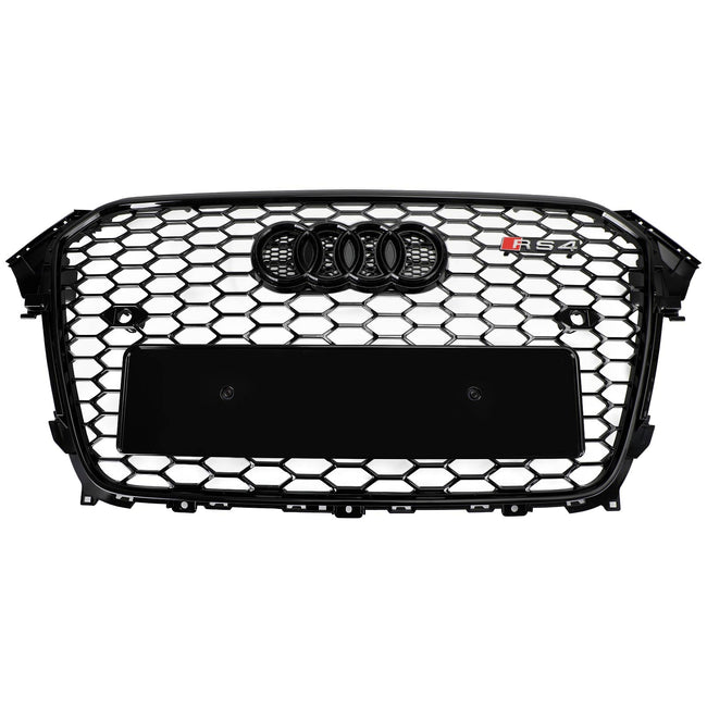 Audi A4 2013-2016 Mesh Front Bumper Car Grille Grill Gloss Black RS4 Style