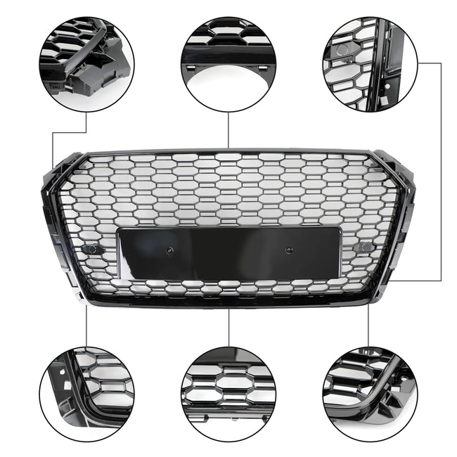 Audi A4 2017-2019 Honeycomb Mesh Hex Car Grille Grill RS4 Style Black