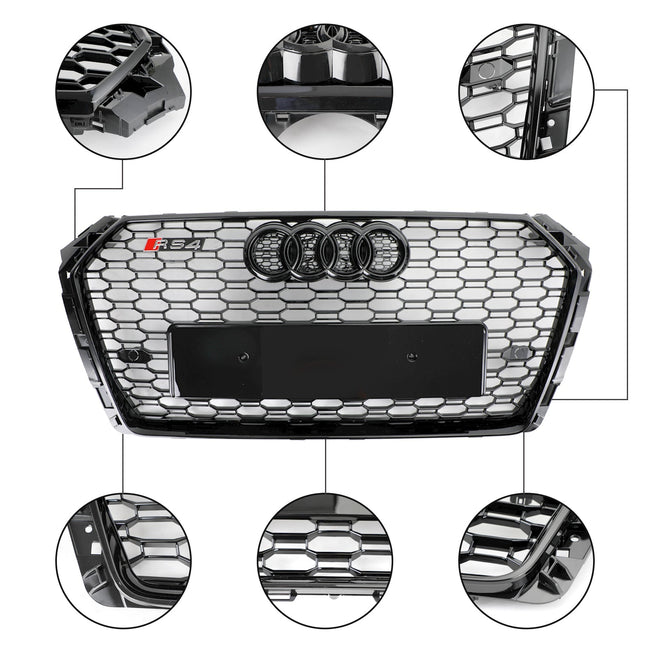 Audi B9 2016-2019 Honeycomb Mesh Hex Car Grille Grill RS4 Style Black