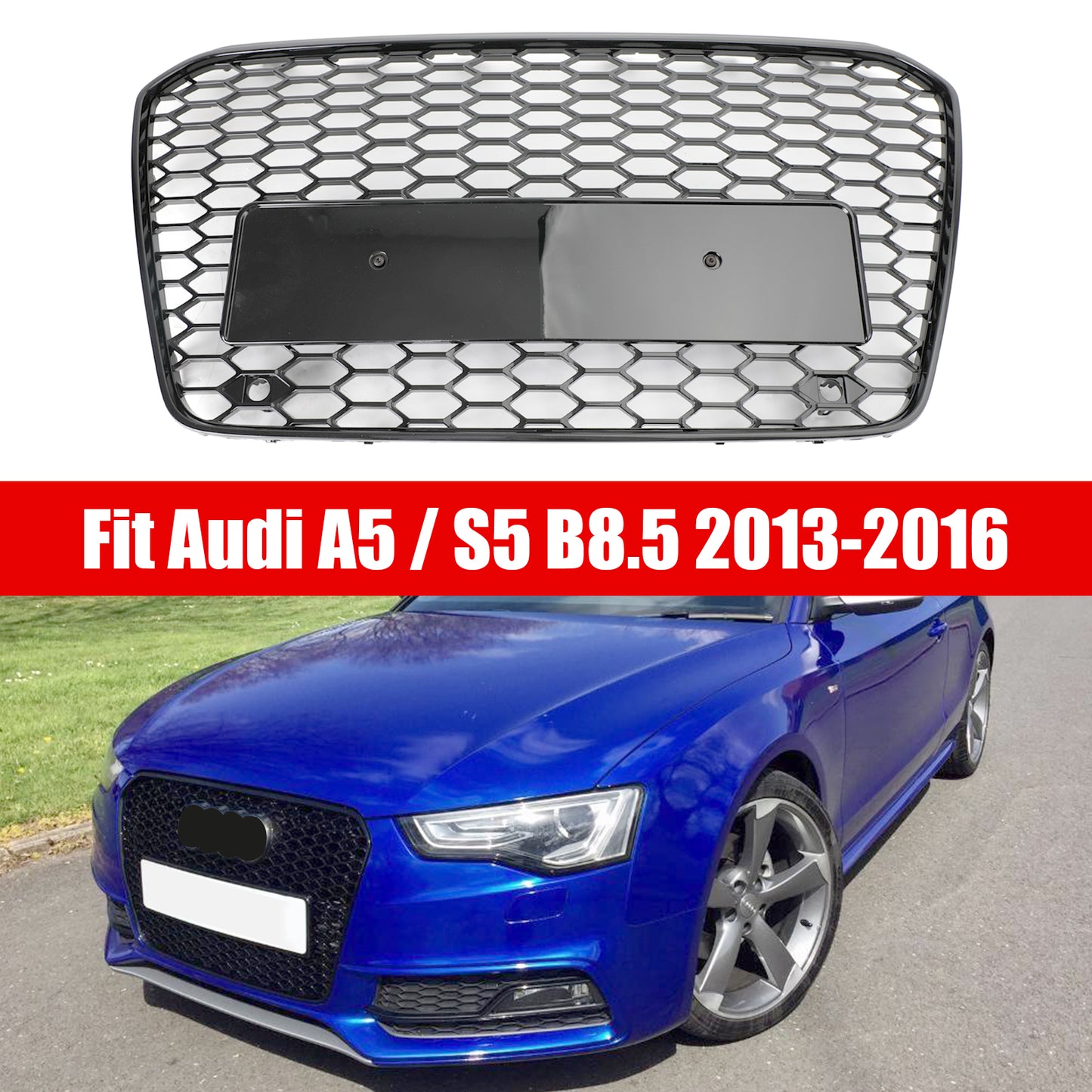 Audi B8.5 2013-2016 Honeycomb Hex Mesh Front Bumper Car Grille RS5 Style