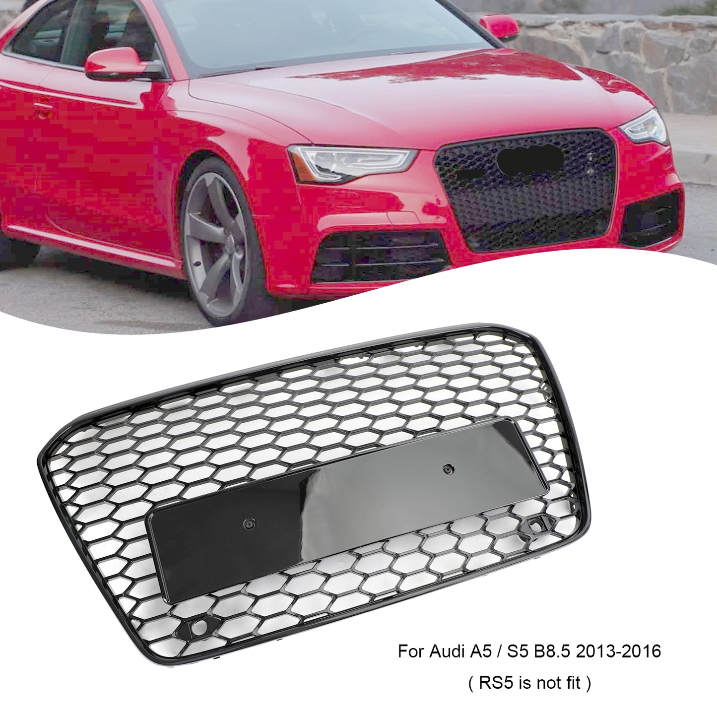 Audi B8.5 2013-2016 Honeycomb Hex Mesh Front Bumper Car Grille RS5 Style