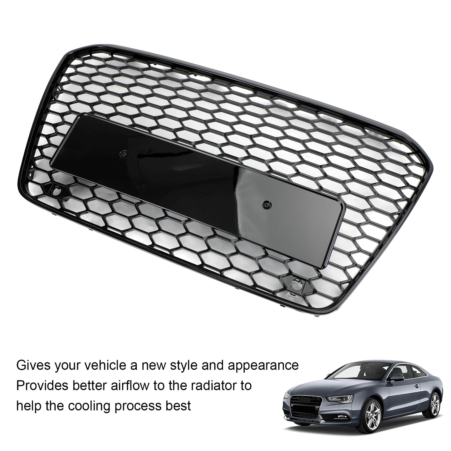 2013-2016 Audi A5 S5 B8.5 Honeycomb Hex Mesh Front Bumper Car Grille RS5 Style