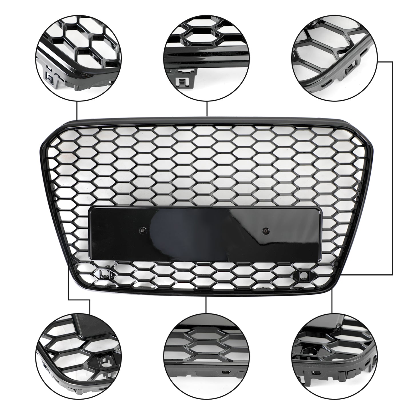 2013-2016 Audi A5 S5 B8.5 Honeycomb Hex Mesh Front Bumper Car Grille RS5 Style