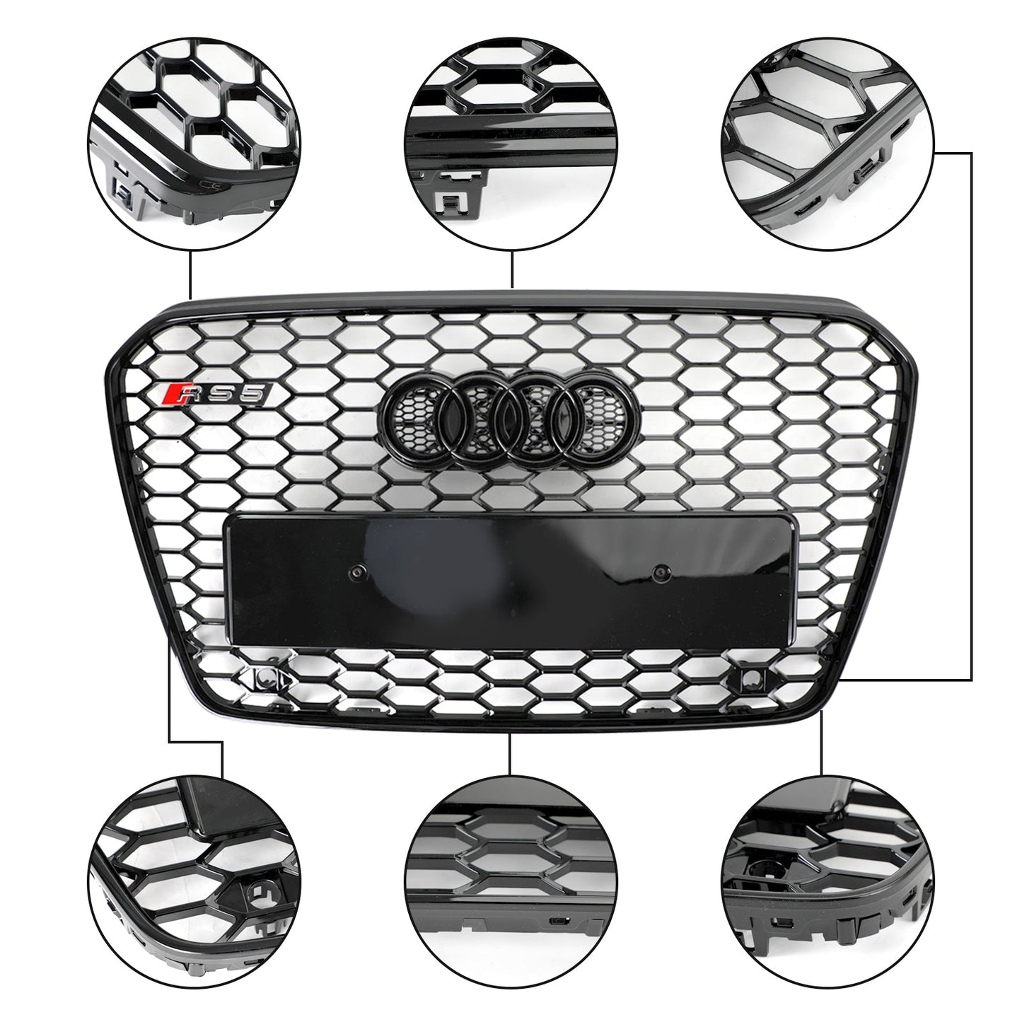 Audi S5 2013-2016 Honeycomb Hex Mesh Front Bumper Car Grille RS5 Style