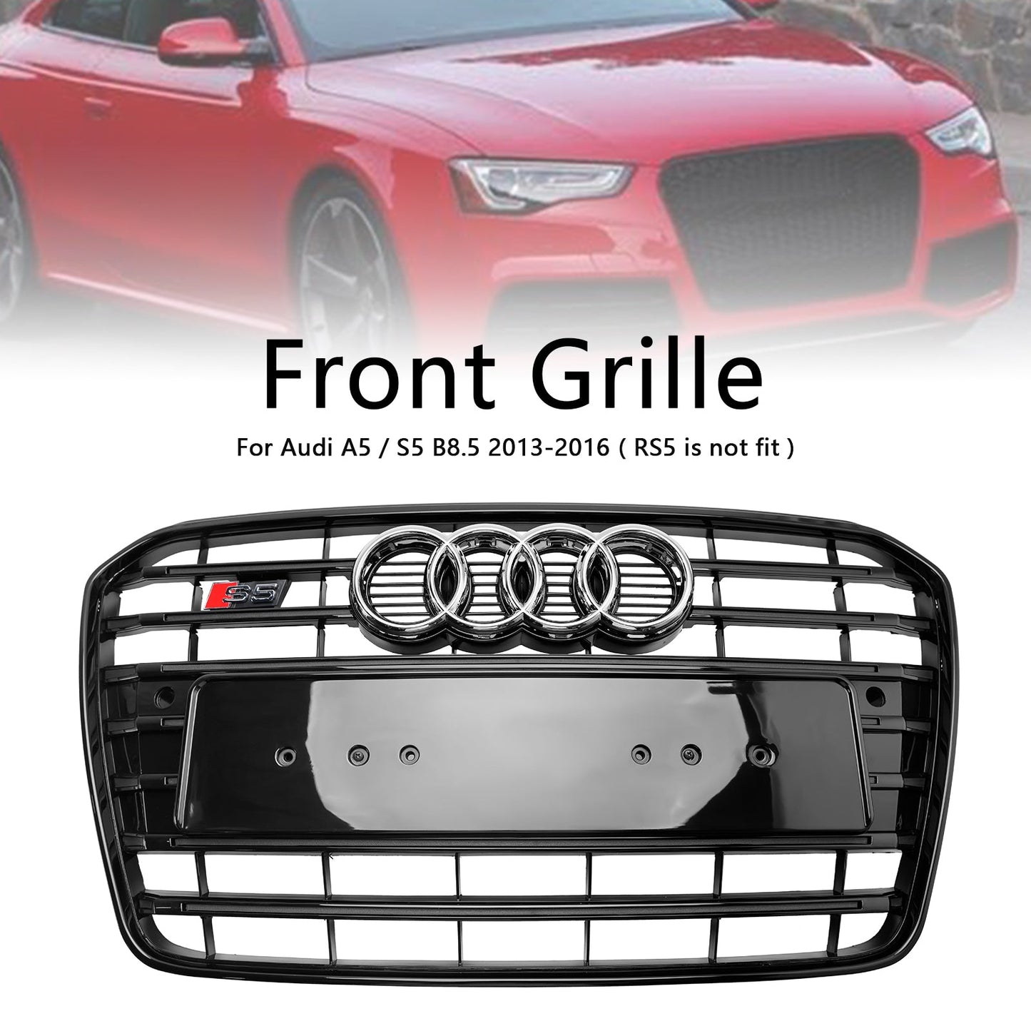 2012-2015 Audi A5 S5 B8.5 S5 Style Front Bumper Grille Grill Black