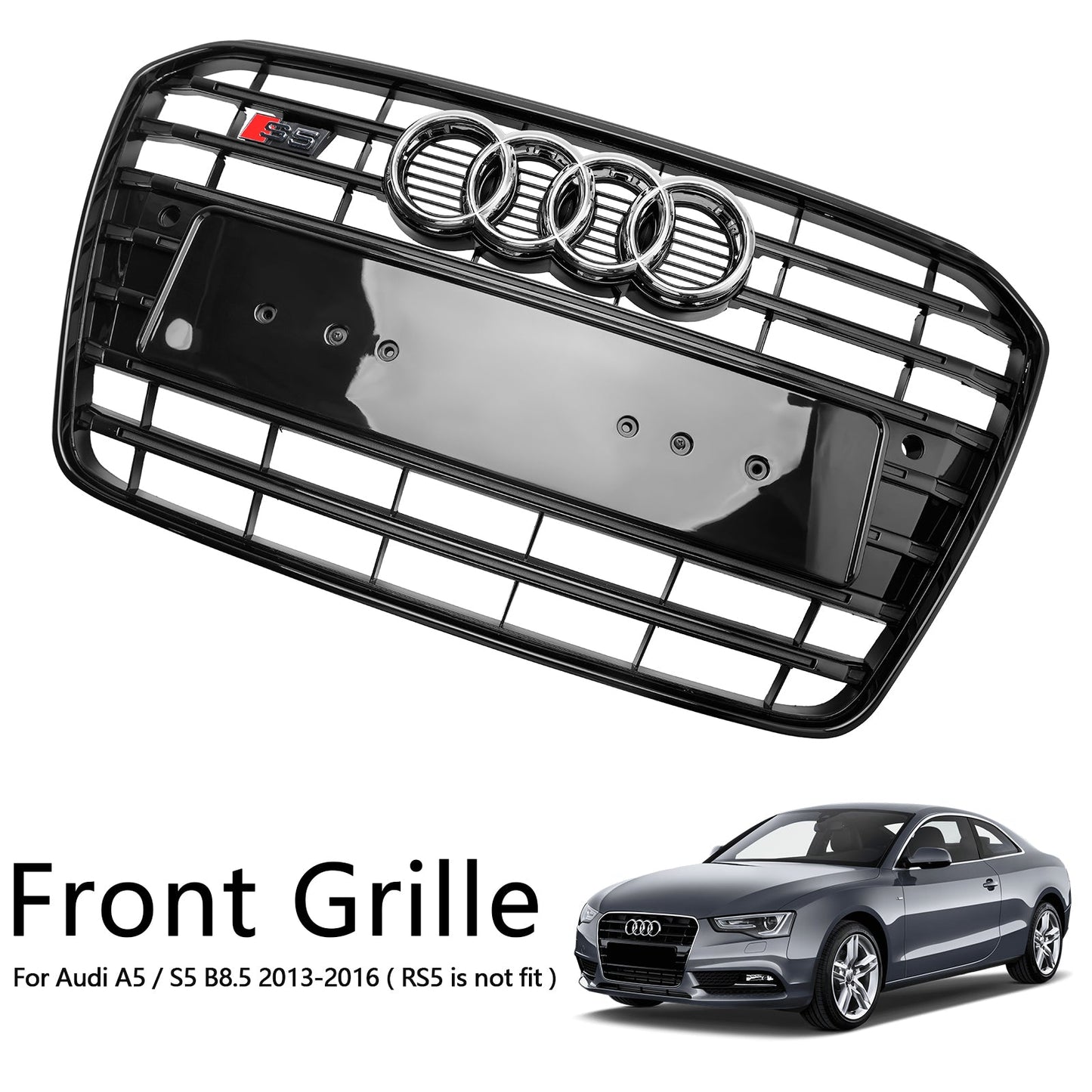 2012-2015 Audi A5 S5 B8.5 S5 Style Front Bumper Grille Grill Black