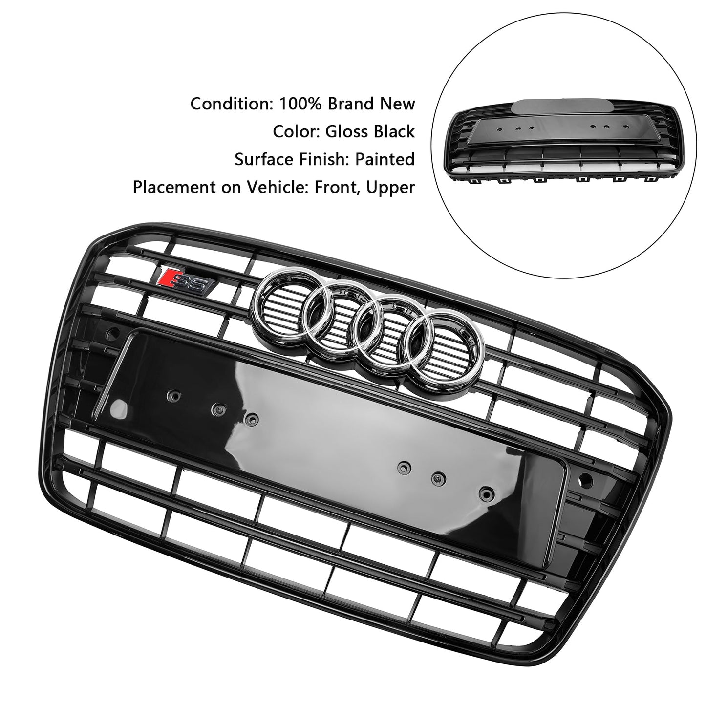 2012-2015 Audi A5 S5 B8.5 S5 Style Front Bumper Grille Grill Black