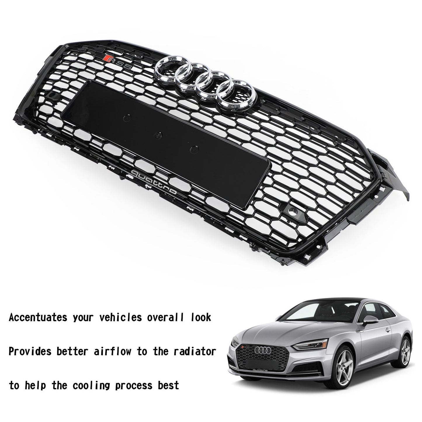 Audi B9 2017-2019 Honeycomb Grill Car Grille Grill RS5 Style Sport Mesh Hex