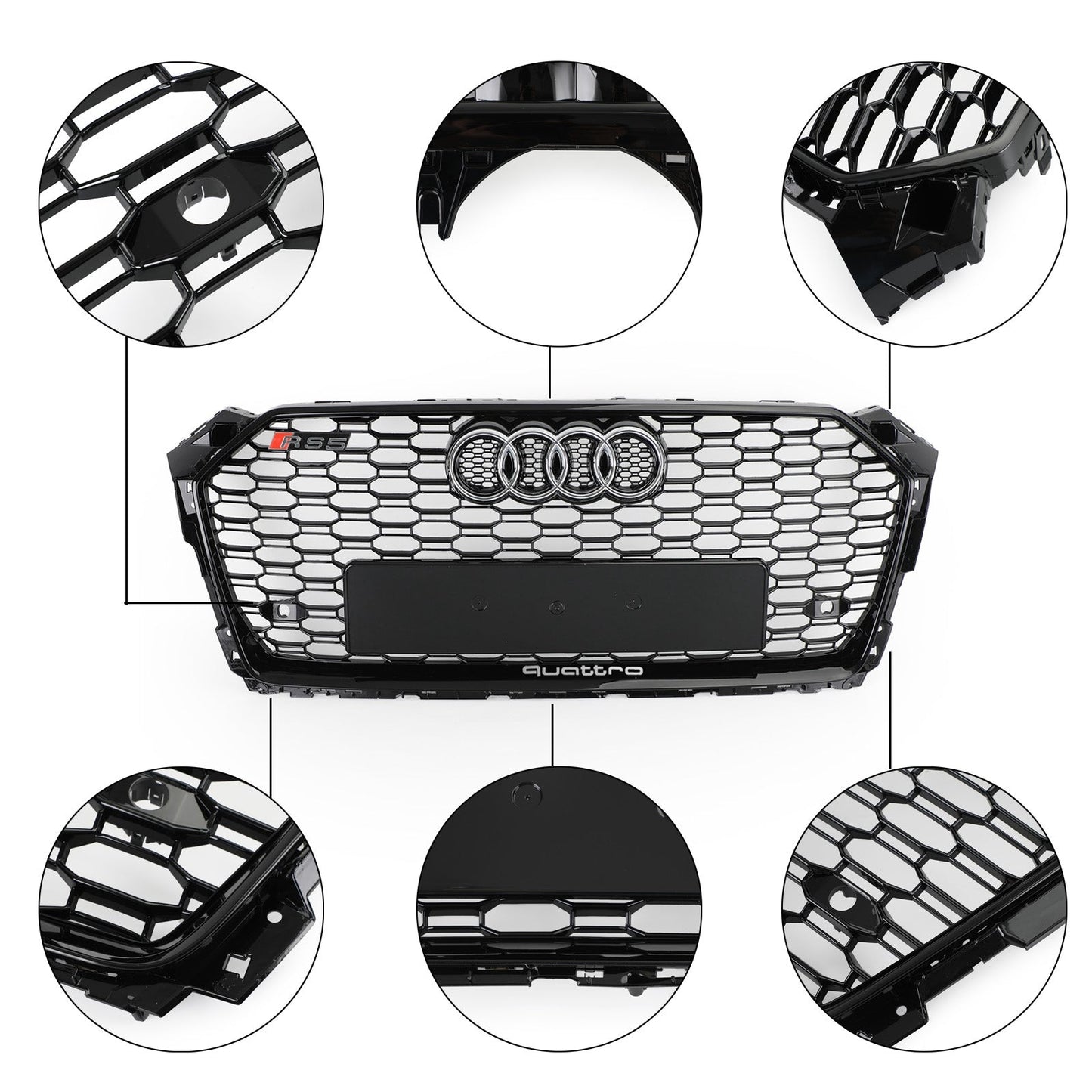 Audi B9 2017-2019 Honeycomb Grill Car Grille Grill RS5 Style Sport Mesh Hex