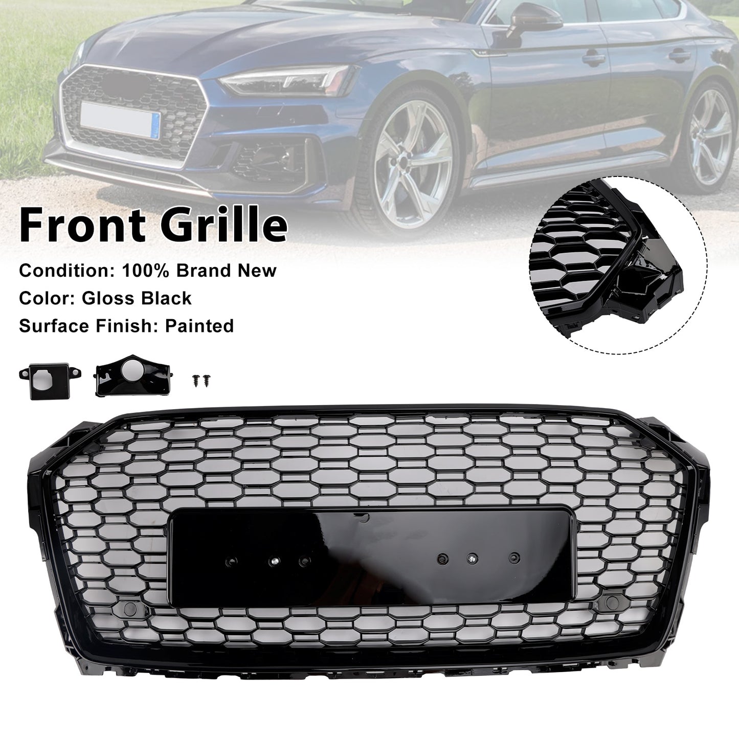 Audi A5 Quattro A5 Sportback 2017 2018 2019 RS5 Style Sport Front Honeycomb Grille Grill
