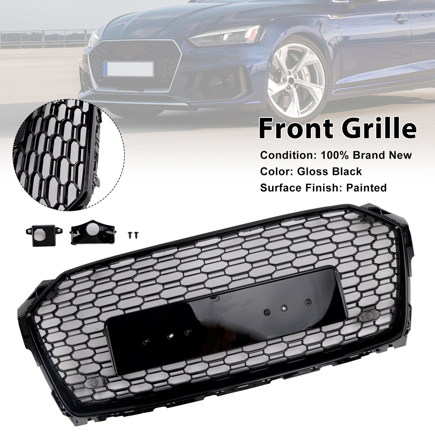 Audi A5 S5 B9 2017 2018 2019 RS5 Style Sport Front Honeycomb Grille Grill
