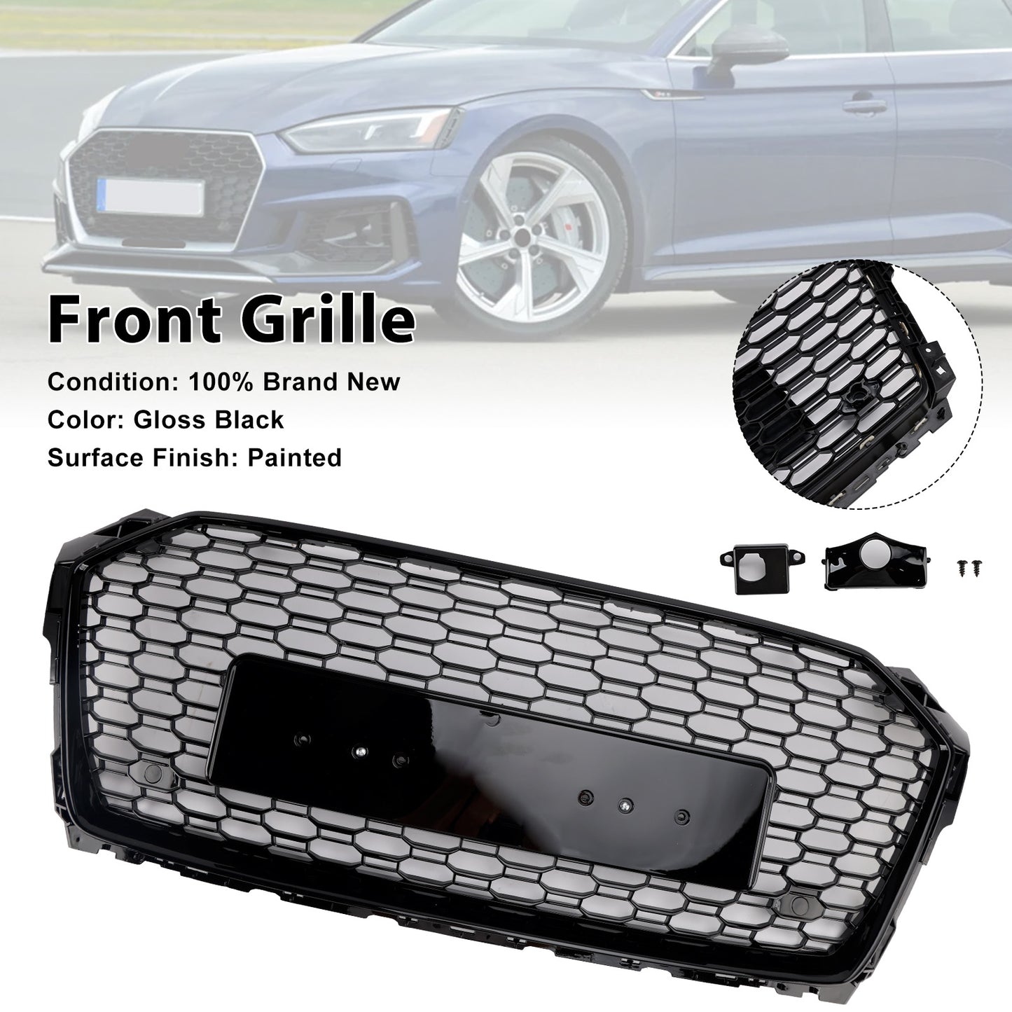 Audi A5 S5 B9 2017 2018 2019 RS5 Style Sport Front Honeycomb Grille Grill