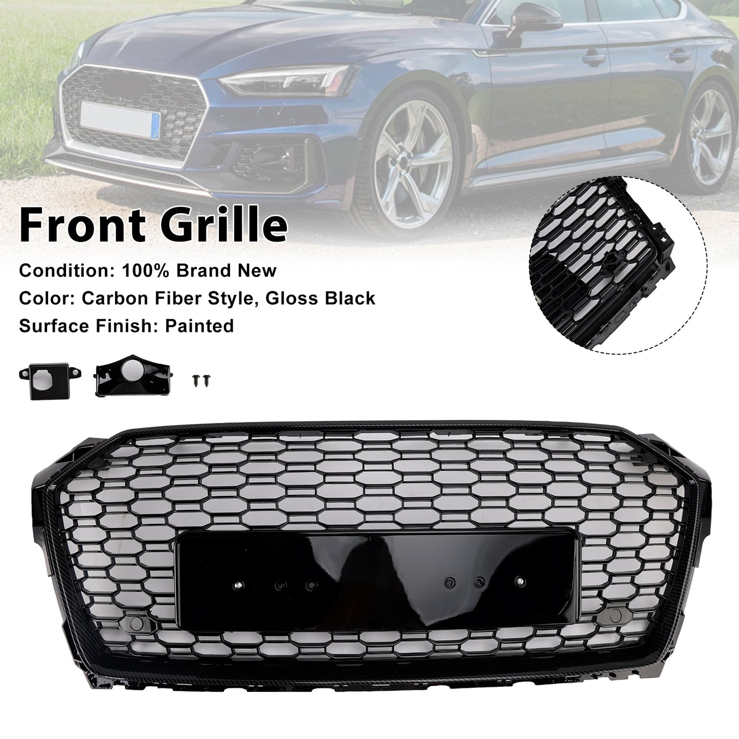 Audi A5 Quattro A5 Sportback 2017 2018 2019 RS5 Style Sport Front Honeycomb Grill Grille