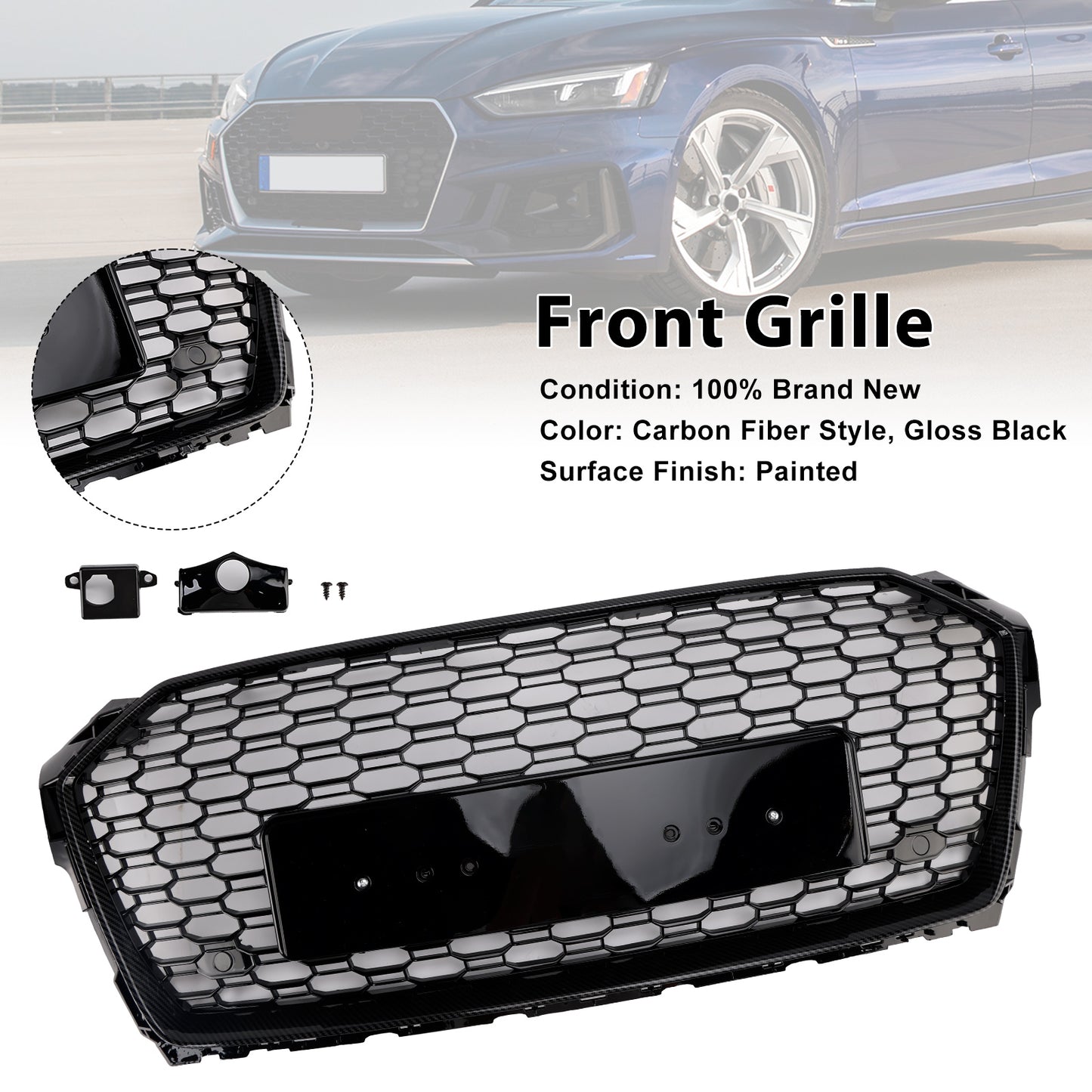 Audi A5 Quattro A5 Sportback 2017 2018 2019 RS5 Style Sport Front Honeycomb Grill Grille